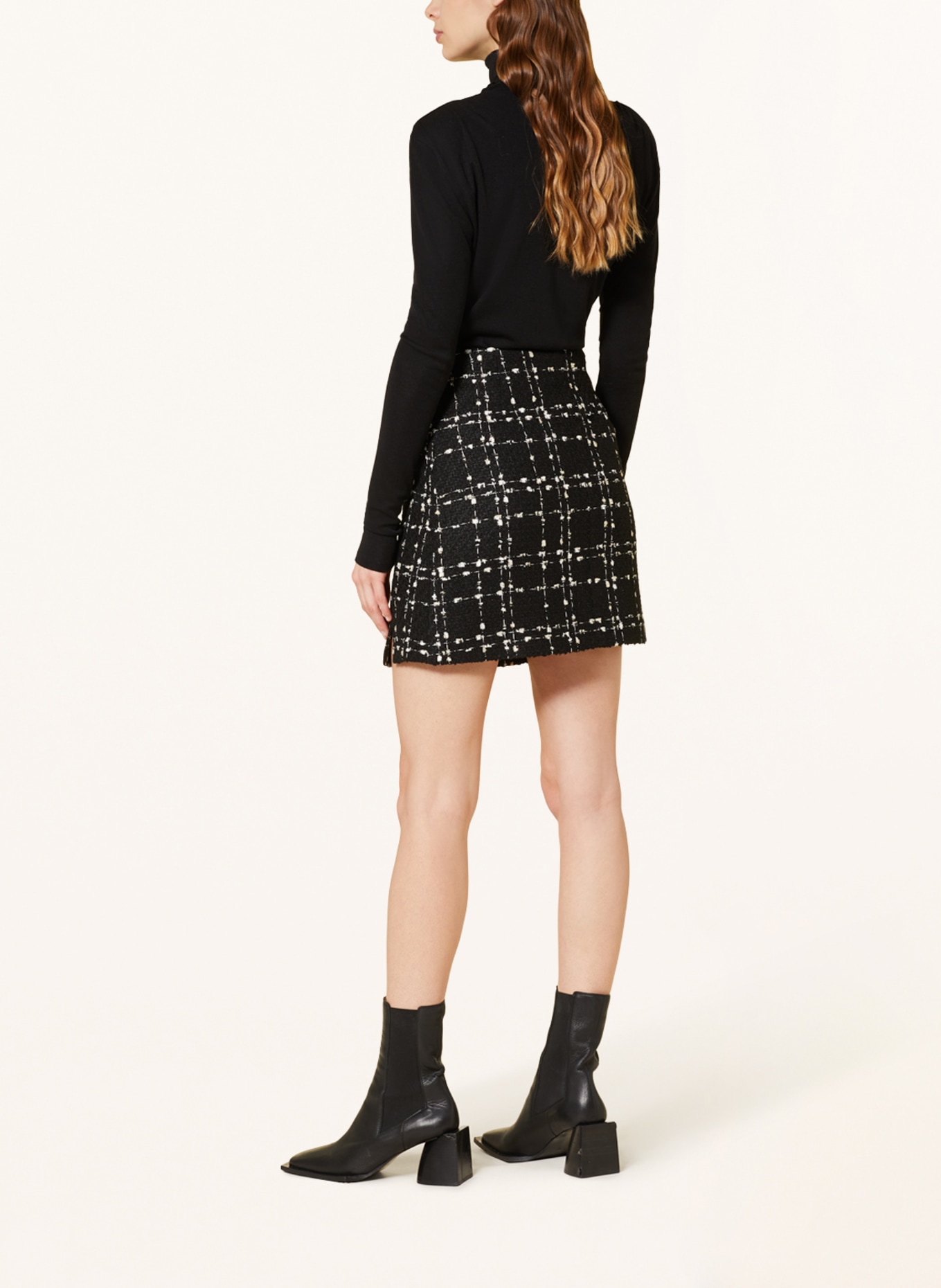 DANTE6 Tweed skirt JOMBA with glitter thread, Color: BLACK/ WHITE (Image 3)