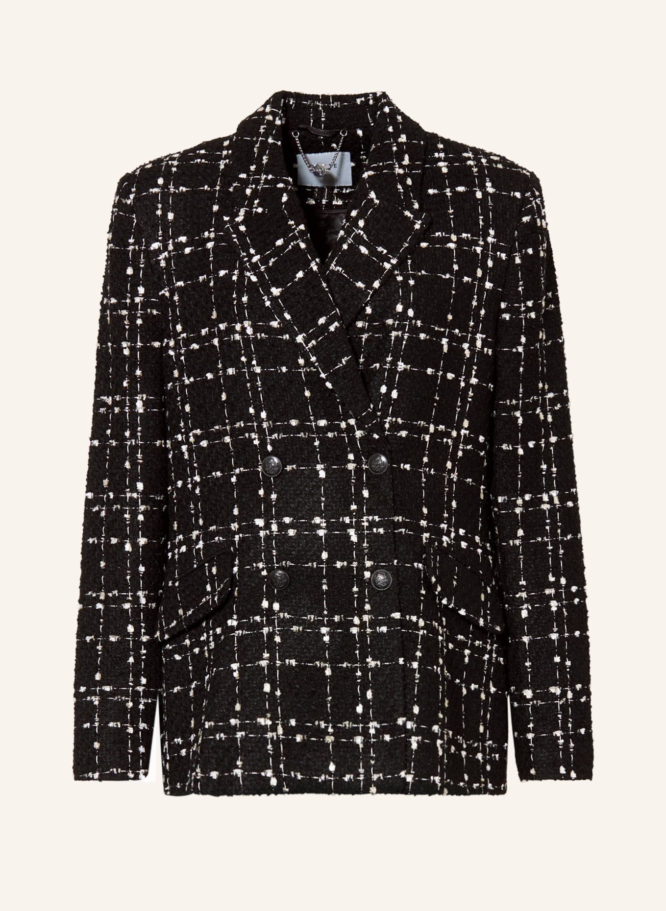 DANTE6 Tweed blazer PEARSON with glitter thread, Color: BLACK/ WHITE (Image 1)