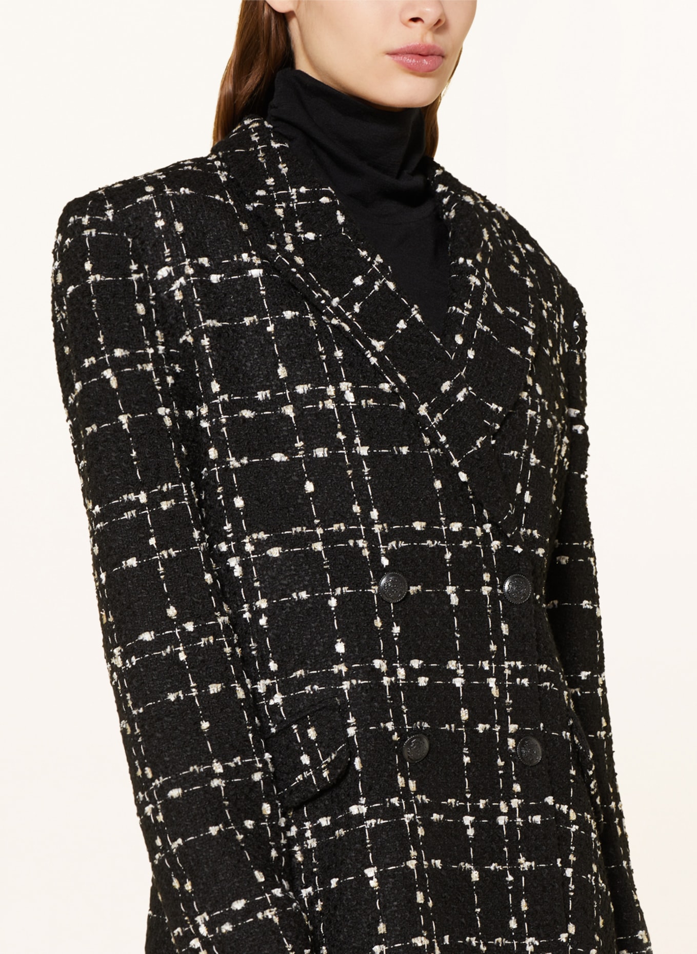 DANTE6 Tweed blazer PEARSON with glitter thread, Color: BLACK/ WHITE (Image 4)