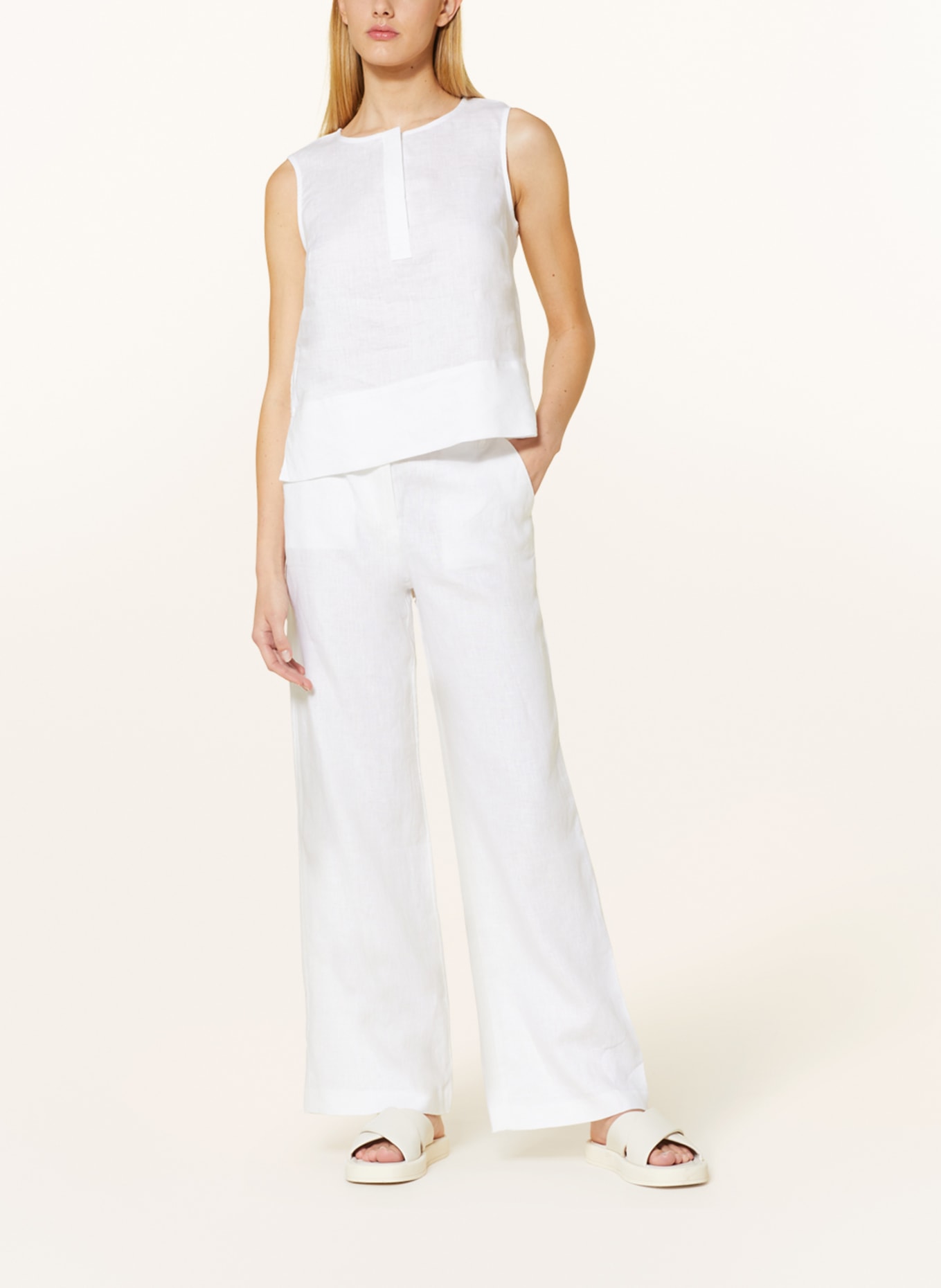 HOBBS Wide leg trousers JACQUI made of linen, Color: WHITE (Image 2)