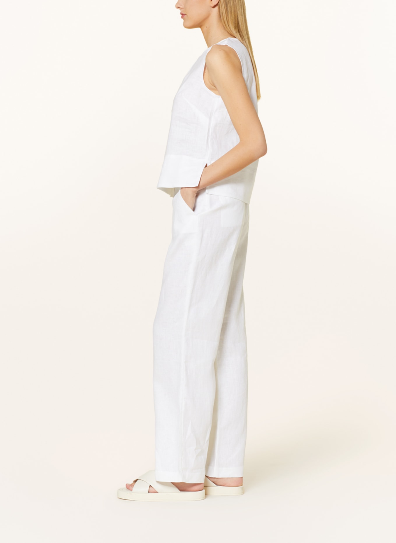 HOBBS Wide leg trousers JACQUI made of linen, Color: WHITE (Image 4)