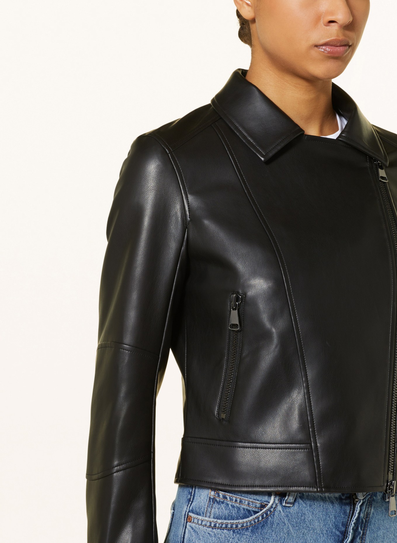 s.Oliver BLACK LABEL Biker jacket in leather look, Color: BLACK (Image 4)