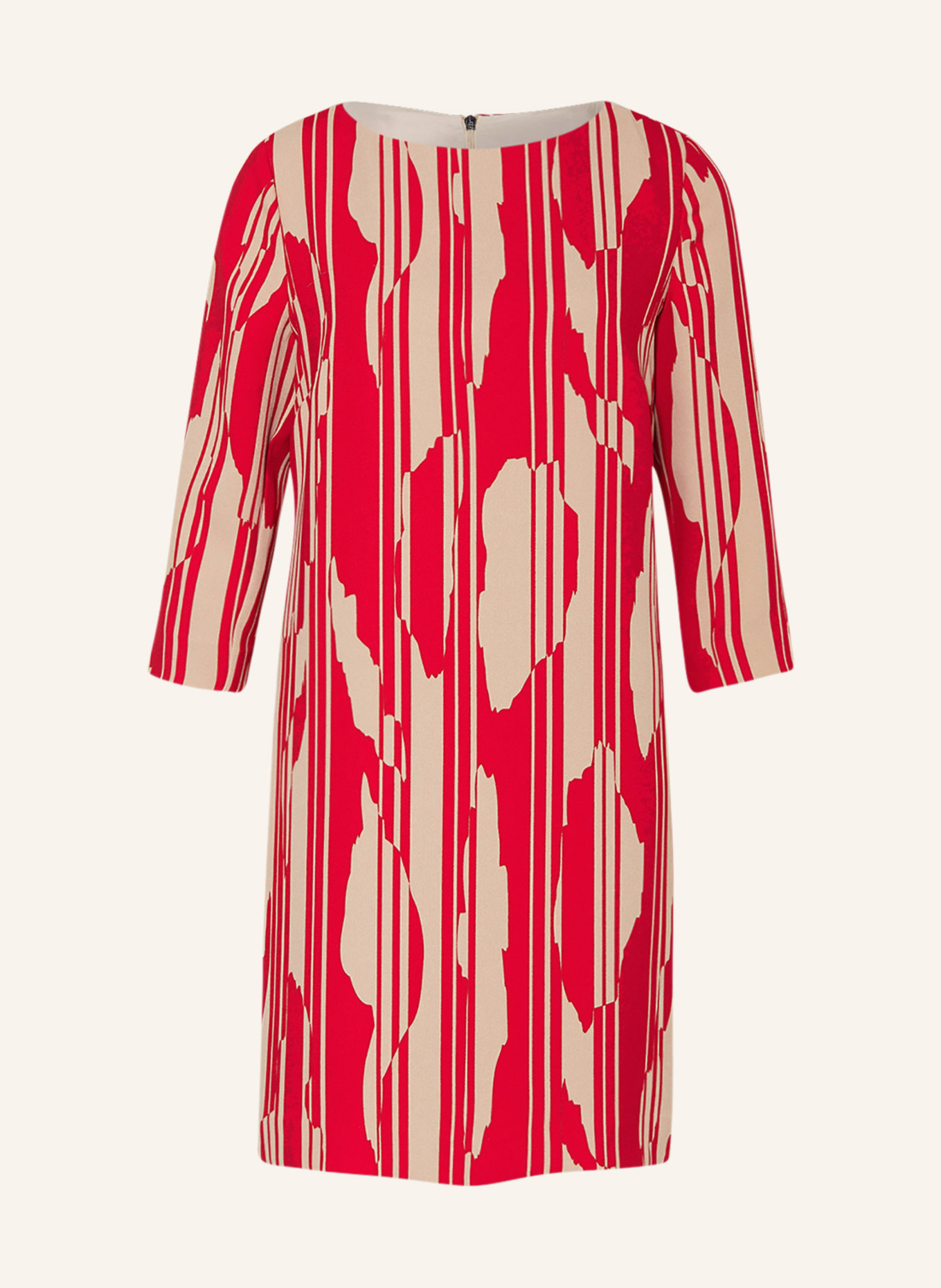 comma Kleid mit 3/4-Arm, Farbe: ROT/ BEIGE (Bild 1)