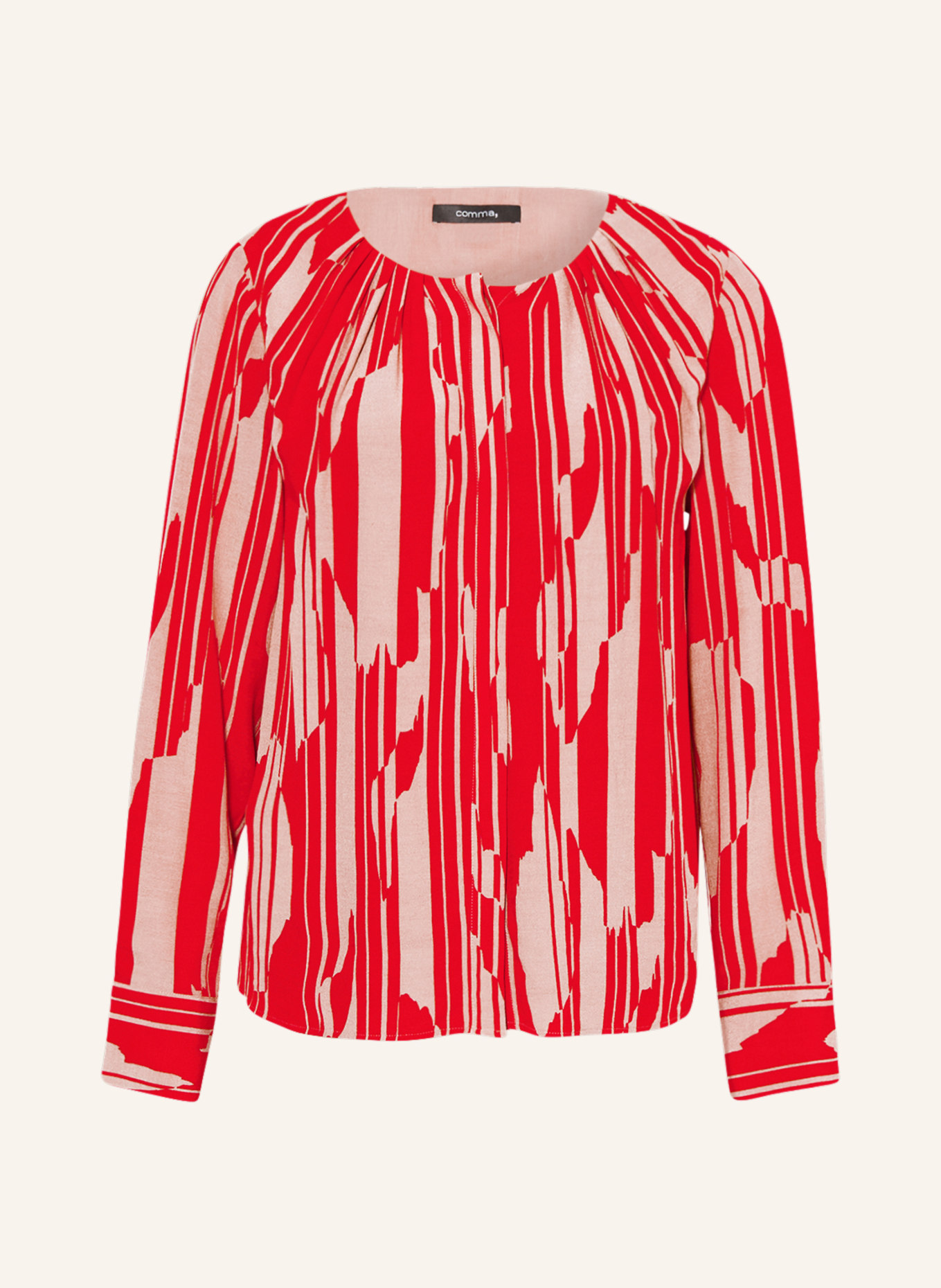 comma Blouse, Color: RED/ BEIGE (Image 1)