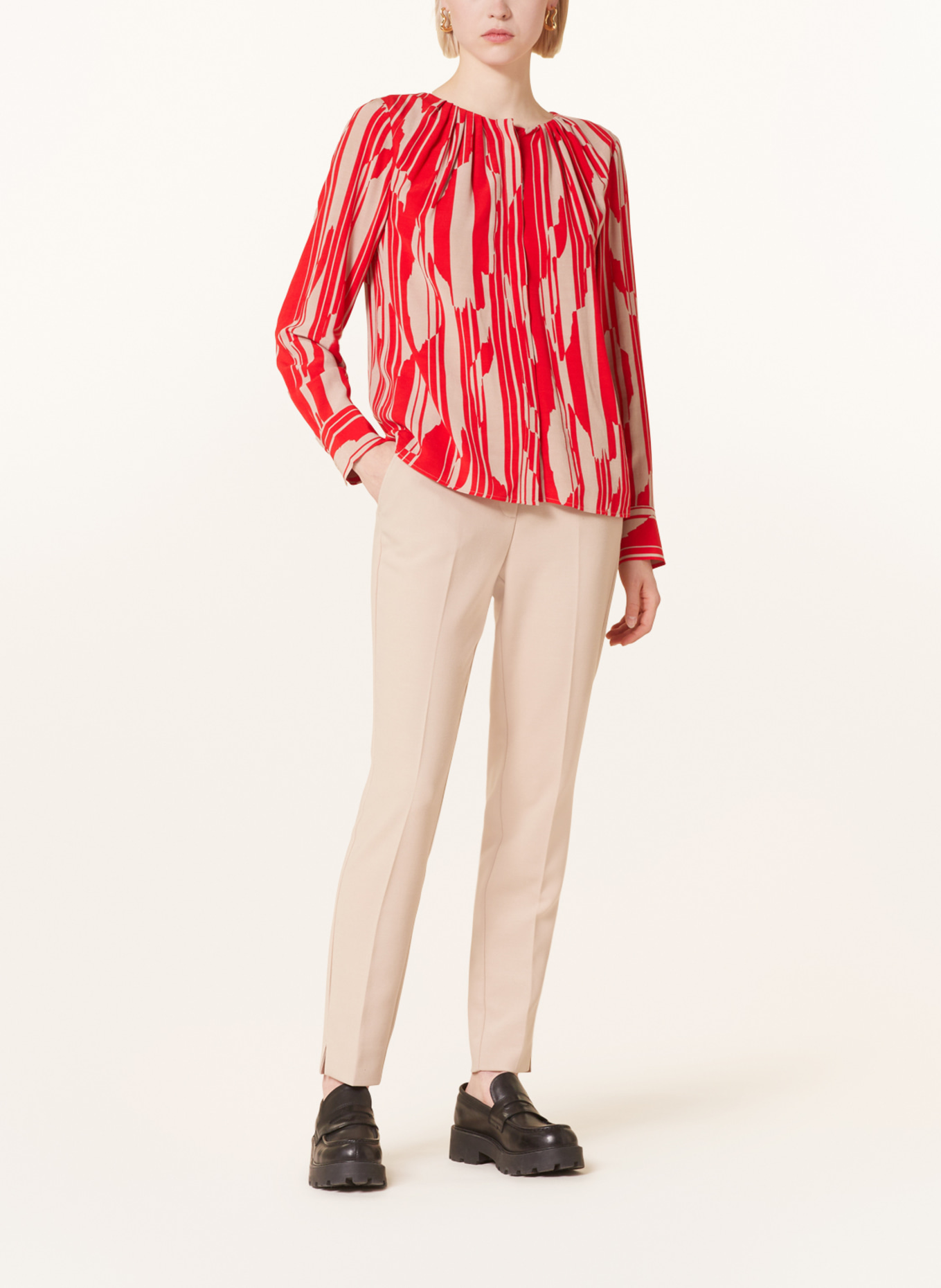 comma Blouse, Color: RED/ BEIGE (Image 2)