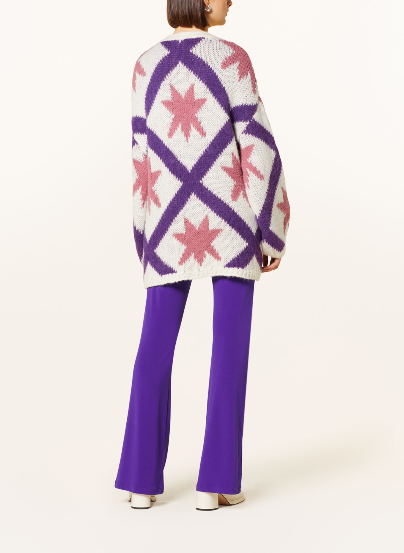 FABIENNE CHAPOT Knit cardigan CELIA, Color: ECRU/ PURPLE/ DUSKY PINK (Image 3)