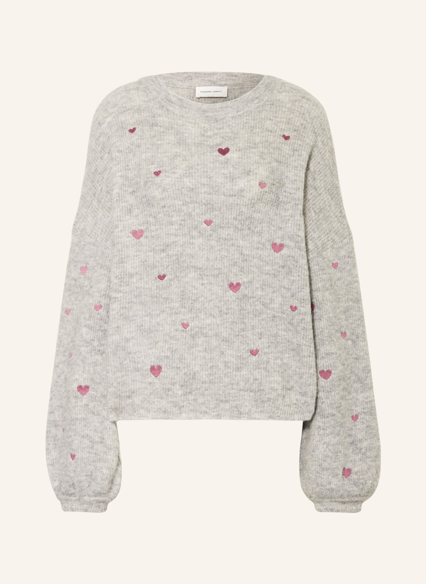 FABIENNE CHAPOT Sweater LIDIA with embroidery, Color: GRAY/ DUSKY PINK (Image 1)