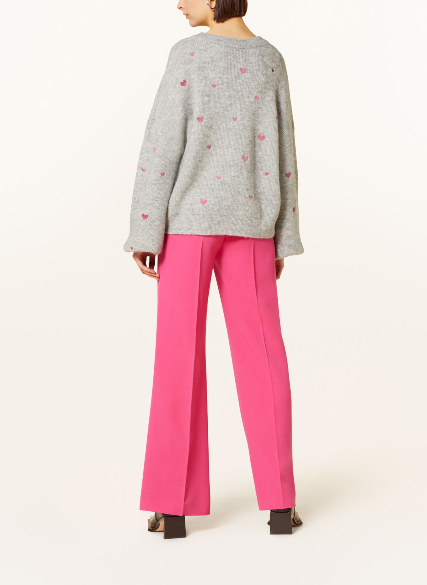FABIENNE CHAPOT Sweater LIDIA with embroidery, Color: GRAY/ DUSKY PINK (Image 3)