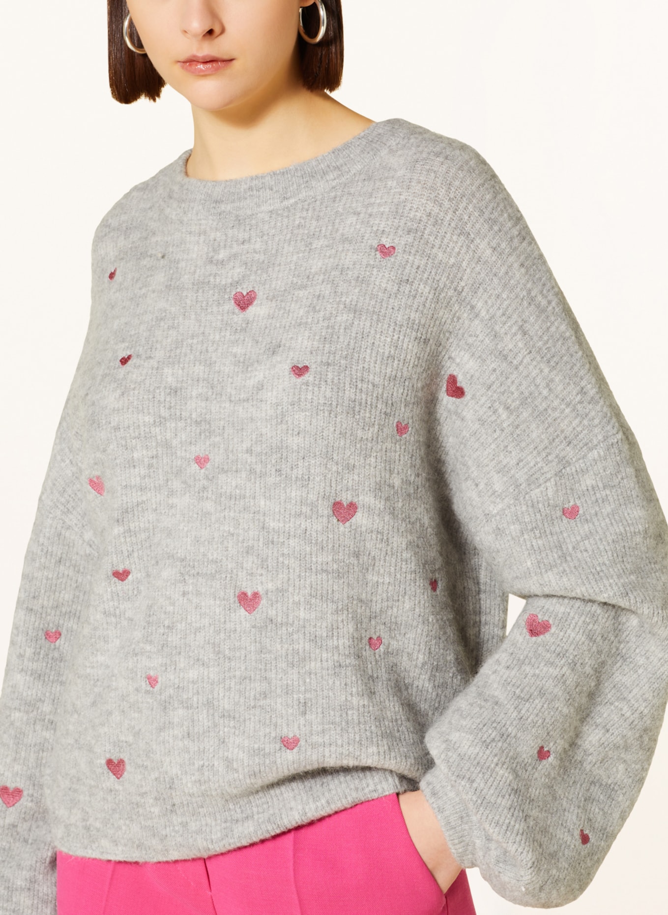 FABIENNE CHAPOT Sweater LIDIA with embroidery, Color: GRAY/ DUSKY PINK (Image 4)