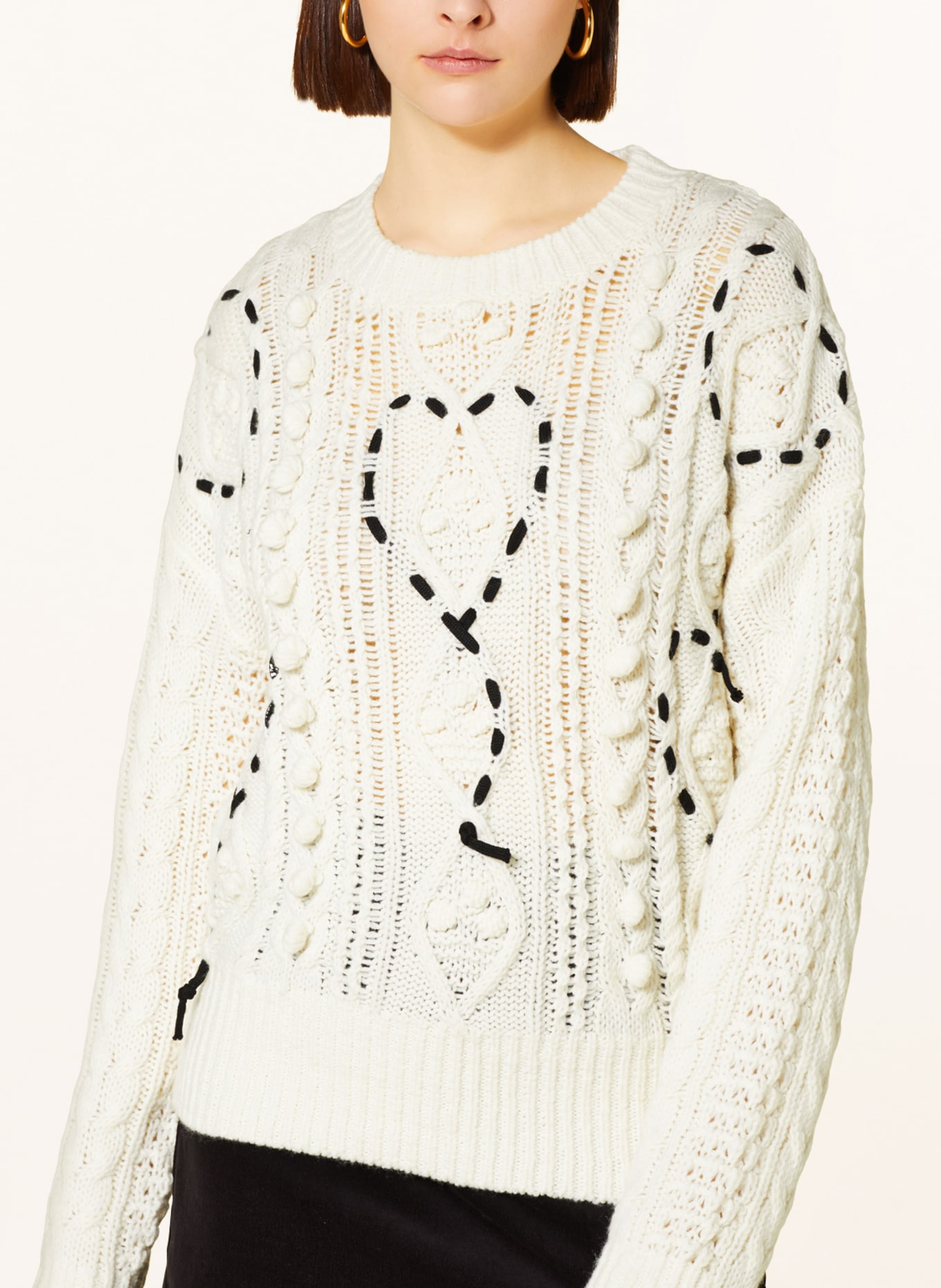 FABIENNE CHAPOT Sweater SUZY, Color: ECRU/ BLACK (Image 4)