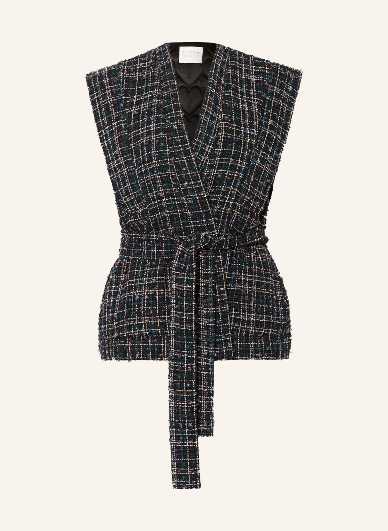 FABIENNE CHAPOT Tweed vest LIONEL, Color: GREEN/ DARK BLUE/ ROSE (Image 1)