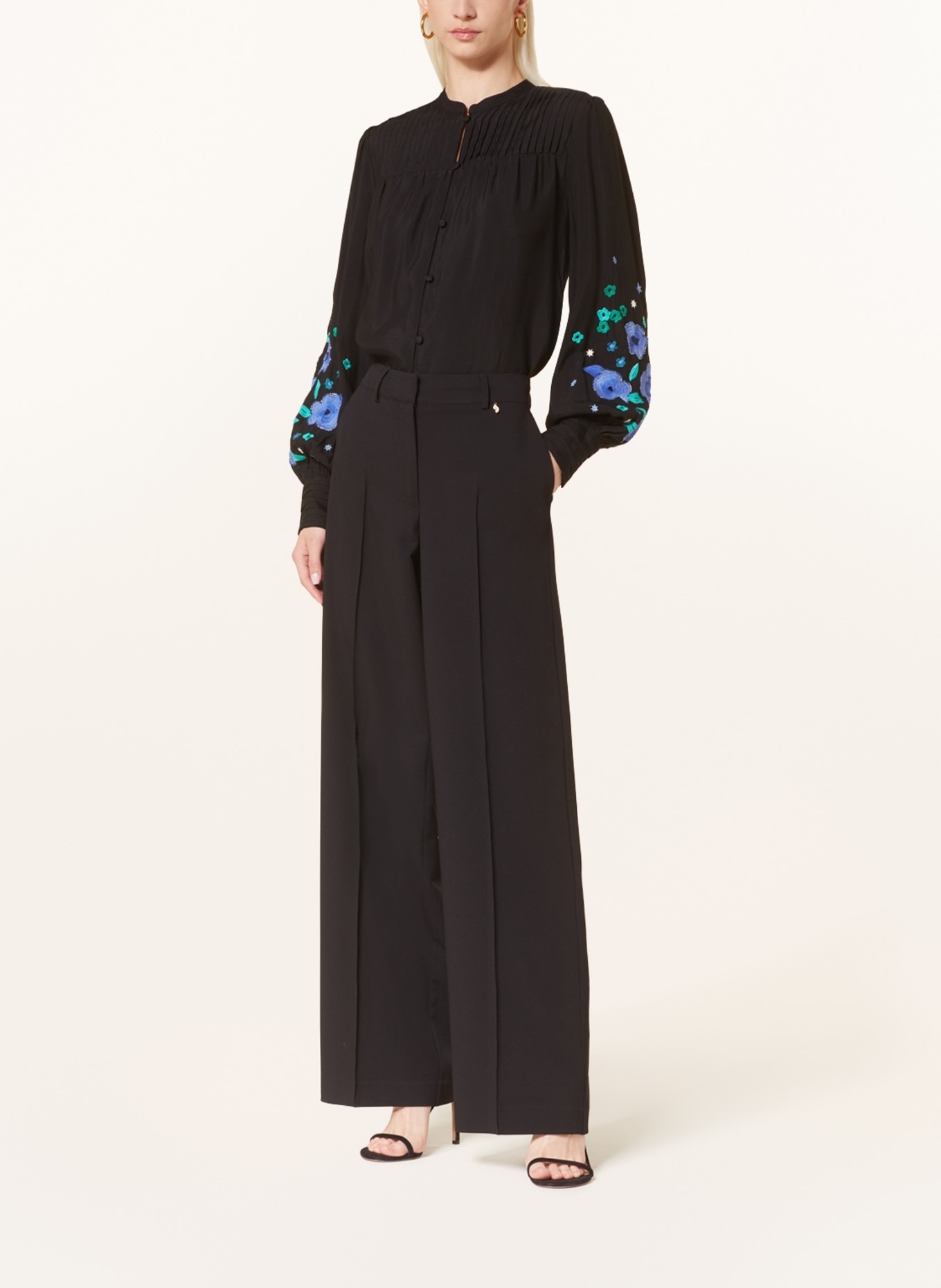 FABIENNE CHAPOT Wide leg trousers NOACH with embroidery, Color: BLACK (Image 2)
