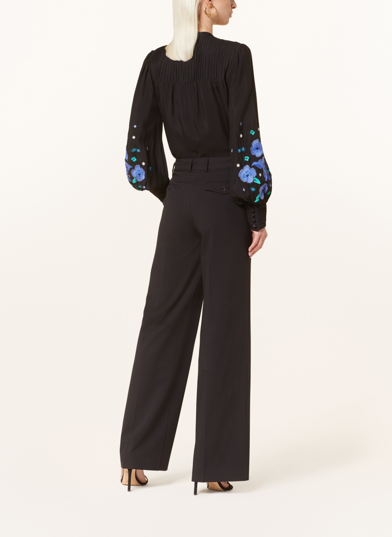 FABIENNE CHAPOT Wide leg trousers NOACH with embroidery, Color: BLACK (Image 3)