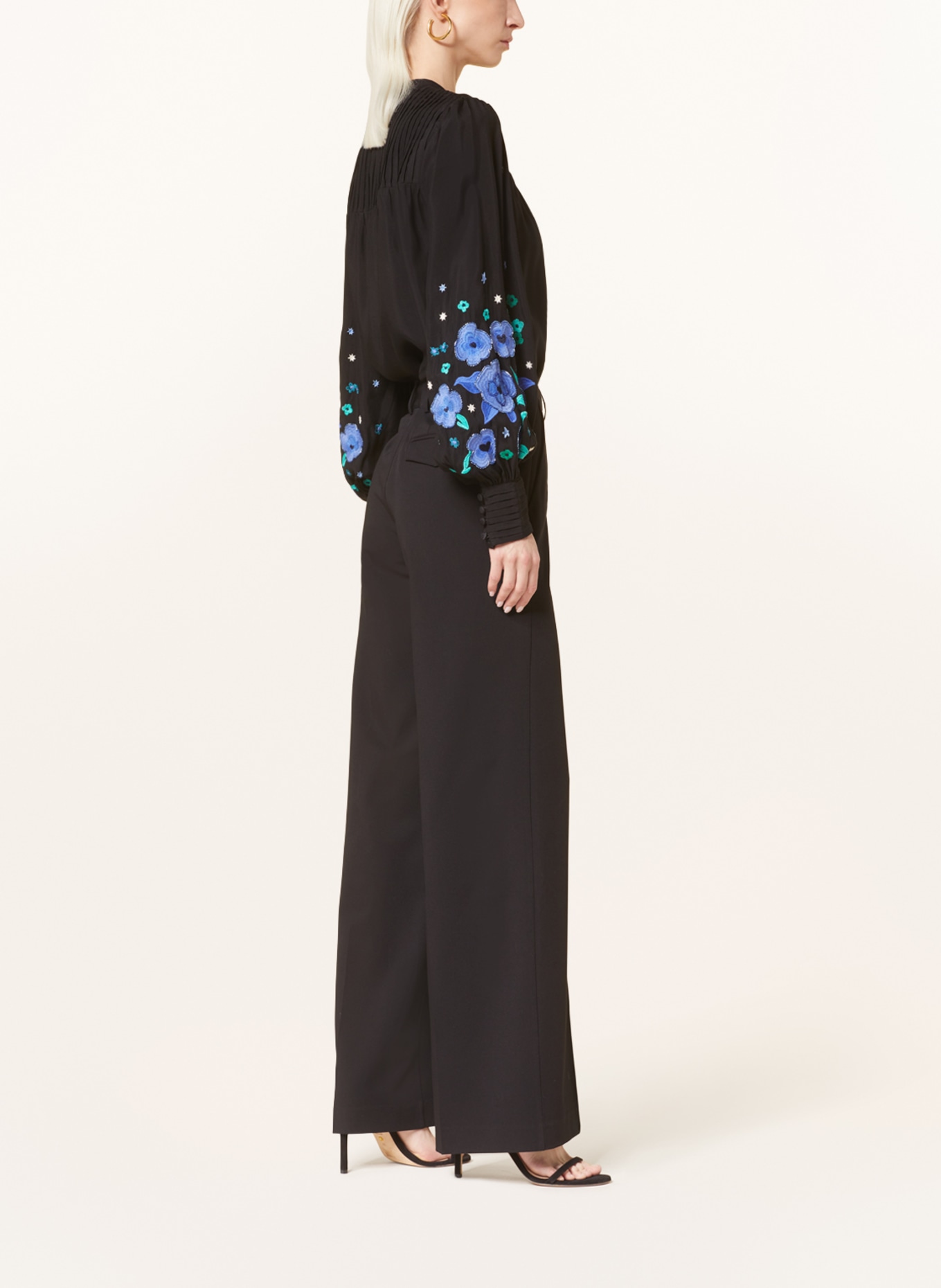 FABIENNE CHAPOT Wide leg trousers NOACH with embroidery, Color: BLACK (Image 4)