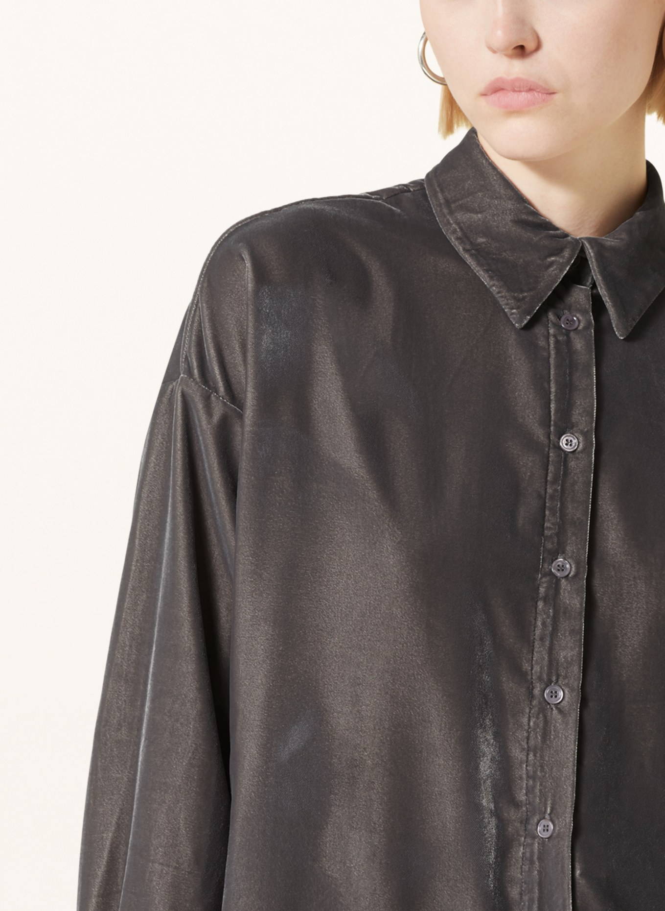darling harbour Shirt blouse in velvet, Color: GRAY (Image 4)