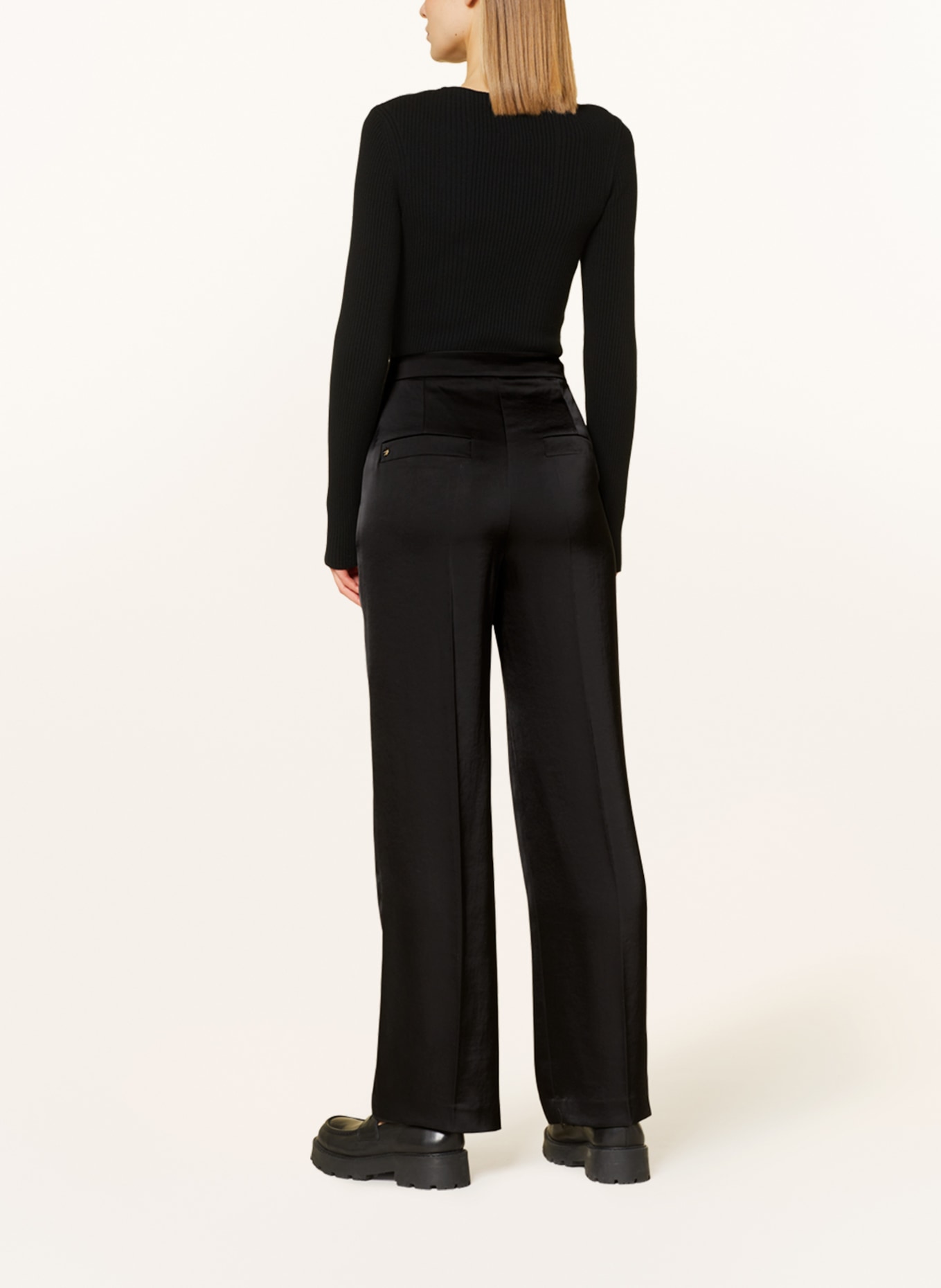 MARC CAIN Spodnie marlena WUKARI z satyny, Kolor: 900 BLACK (Obrazek 3)