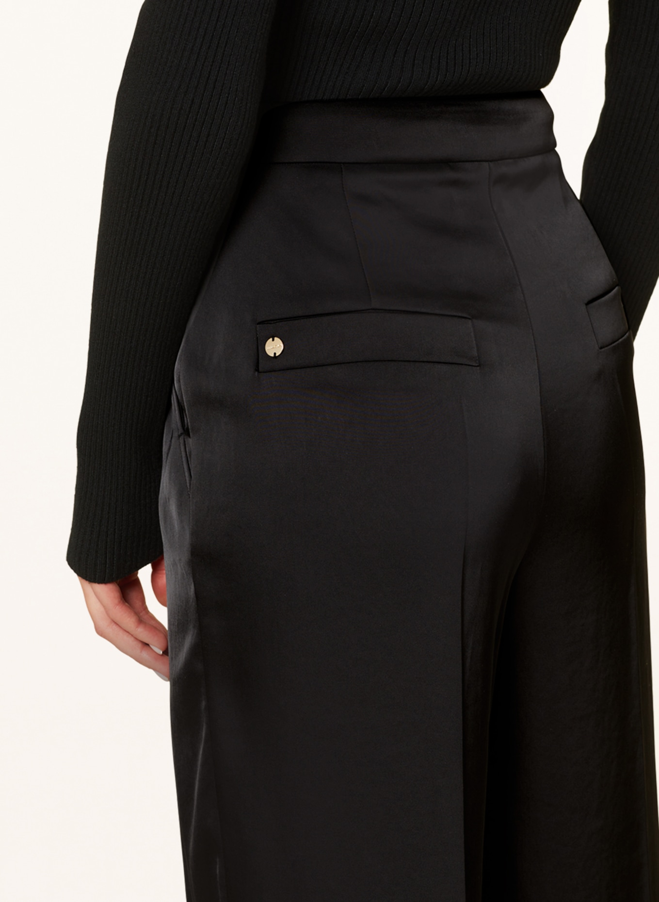 MARC CAIN Wide leg trousers WUKARI in satin, Color: 900 BLACK (Image 5)