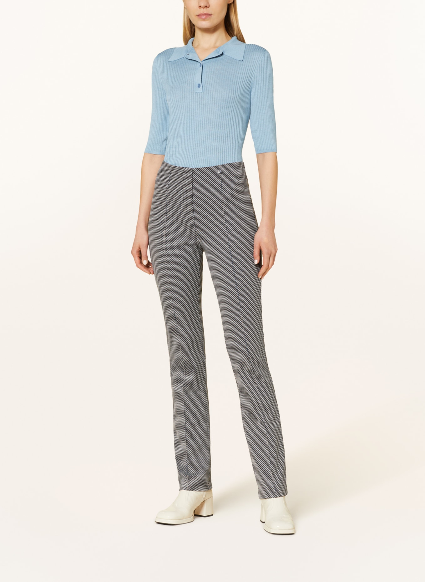 MARC CAIN Jersey pants FREDERICA, Color: DARK BLUE/ GRAY (Image 2)