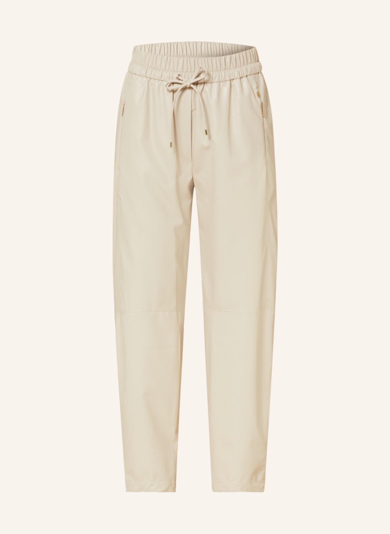 MARC CAIN Trousers RANCHI in leather look, Color: 646 warm stone (Image 1)