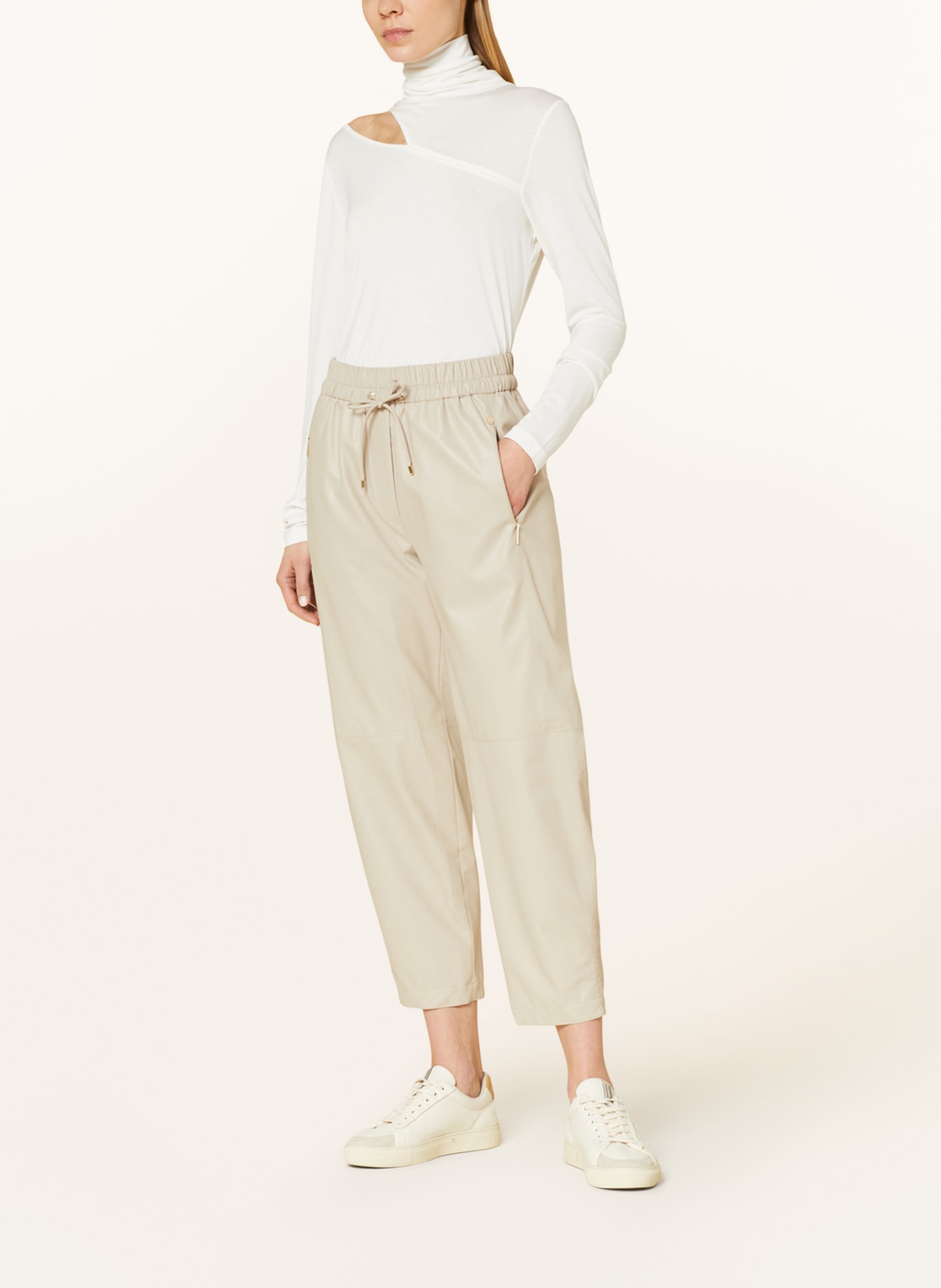 MARC CAIN Trousers RANCHI in leather look, Color: 646 warm stone (Image 2)