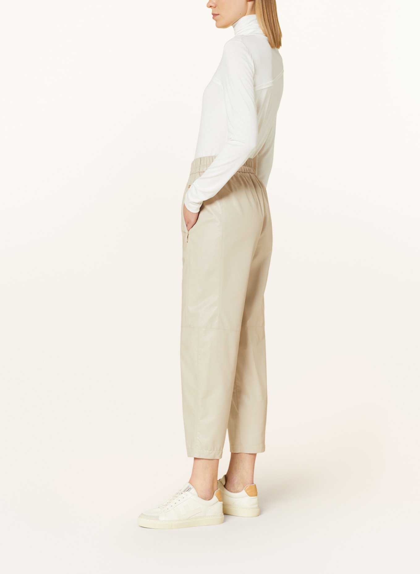 MARC CAIN Trousers RANCHI in leather look, Color: 646 warm stone (Image 4)