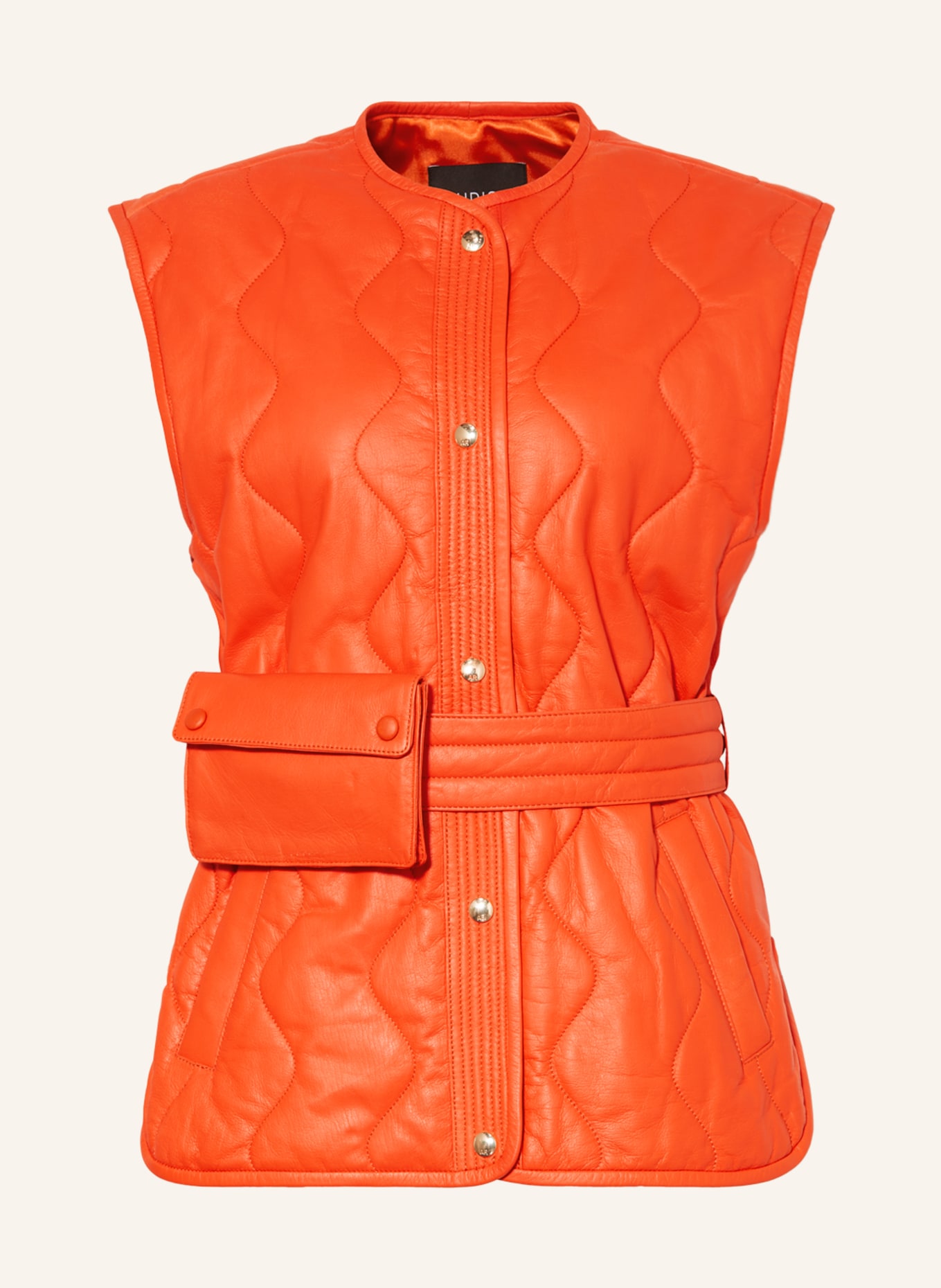 STUDIO AR Leather vest BODIL, Color: ORANGE (Image 1)