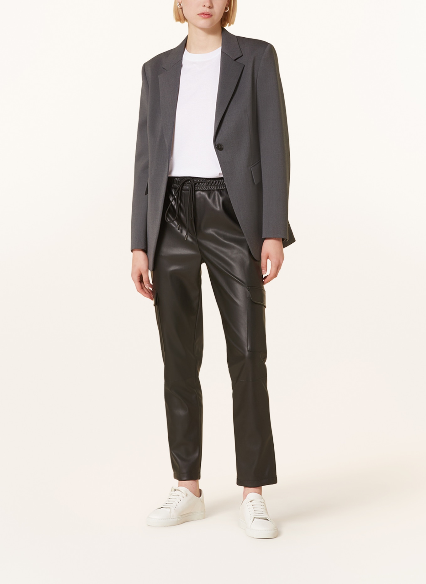 darling harbour Pants in jogger style in leather look, Color: SCHWARZ (Image 2)