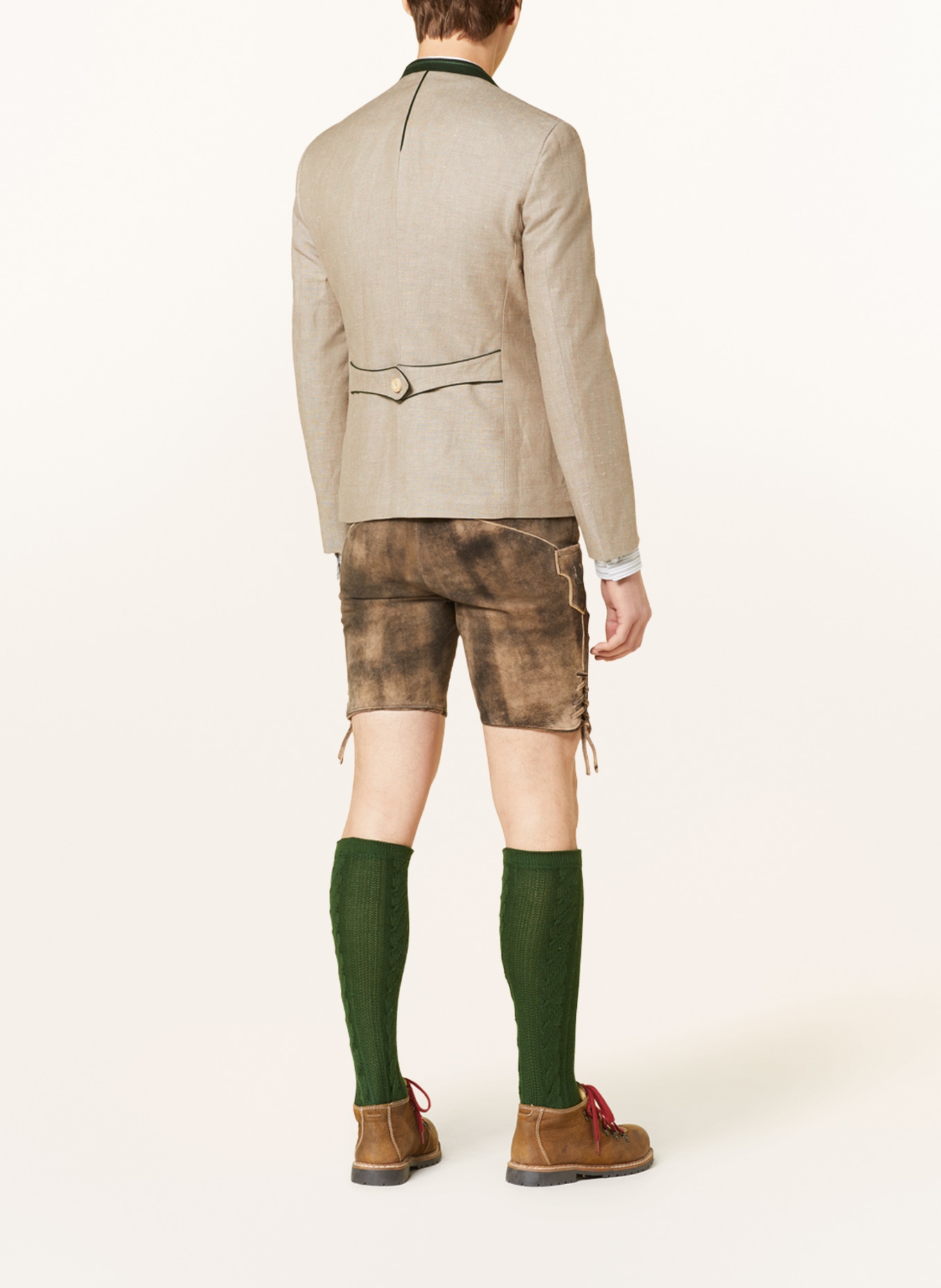 Grasegger Cardigan JETZENDORF with linen, Color: BEIGE/ DARK GREEN (Image 3)