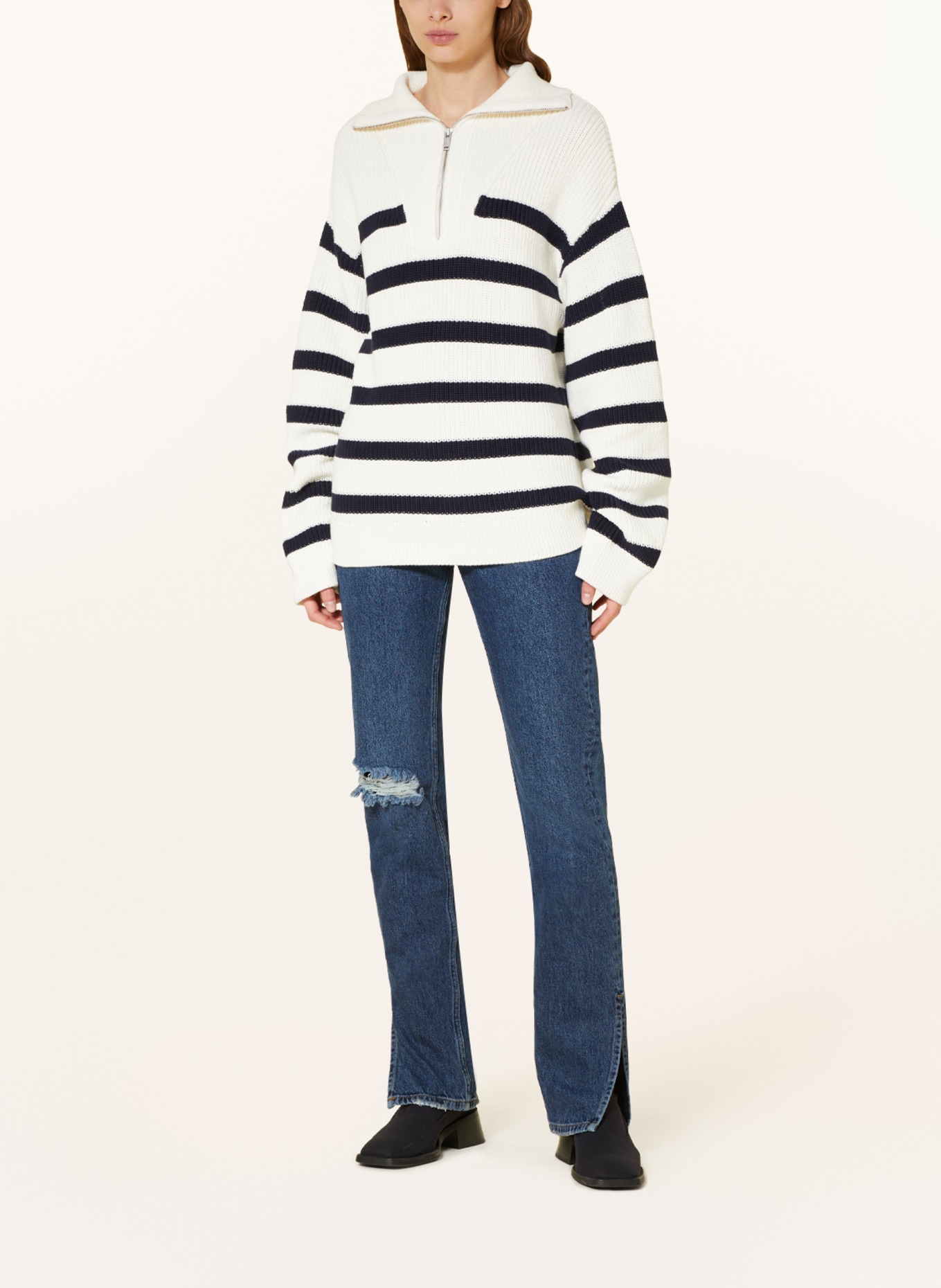 ENVII Half-zip sweater ENMOLE, Color: WHITE/ DARK BLUE (Image 2)