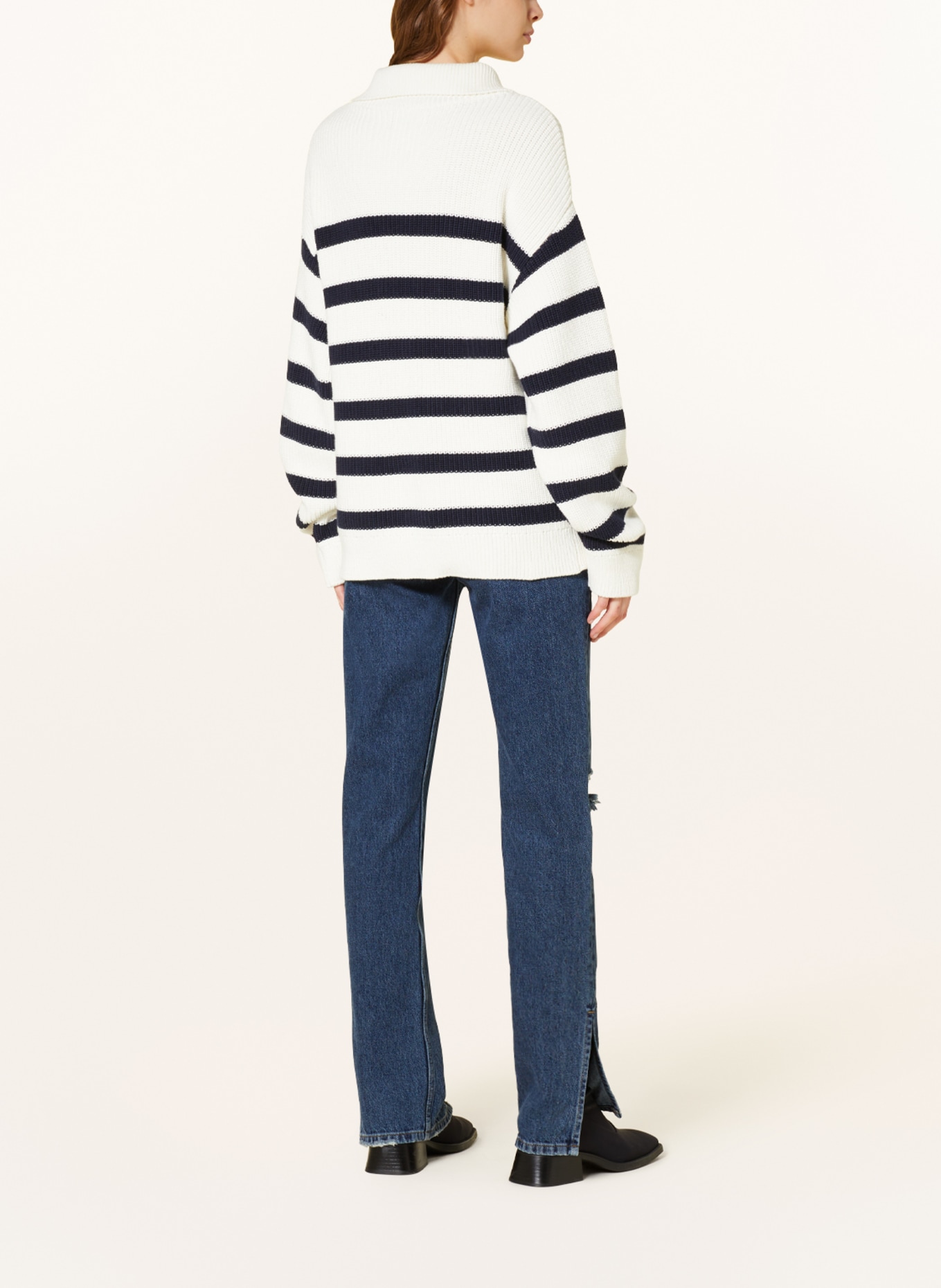 ENVII Half-zip sweater ENMOLE, Color: WHITE/ DARK BLUE (Image 3)