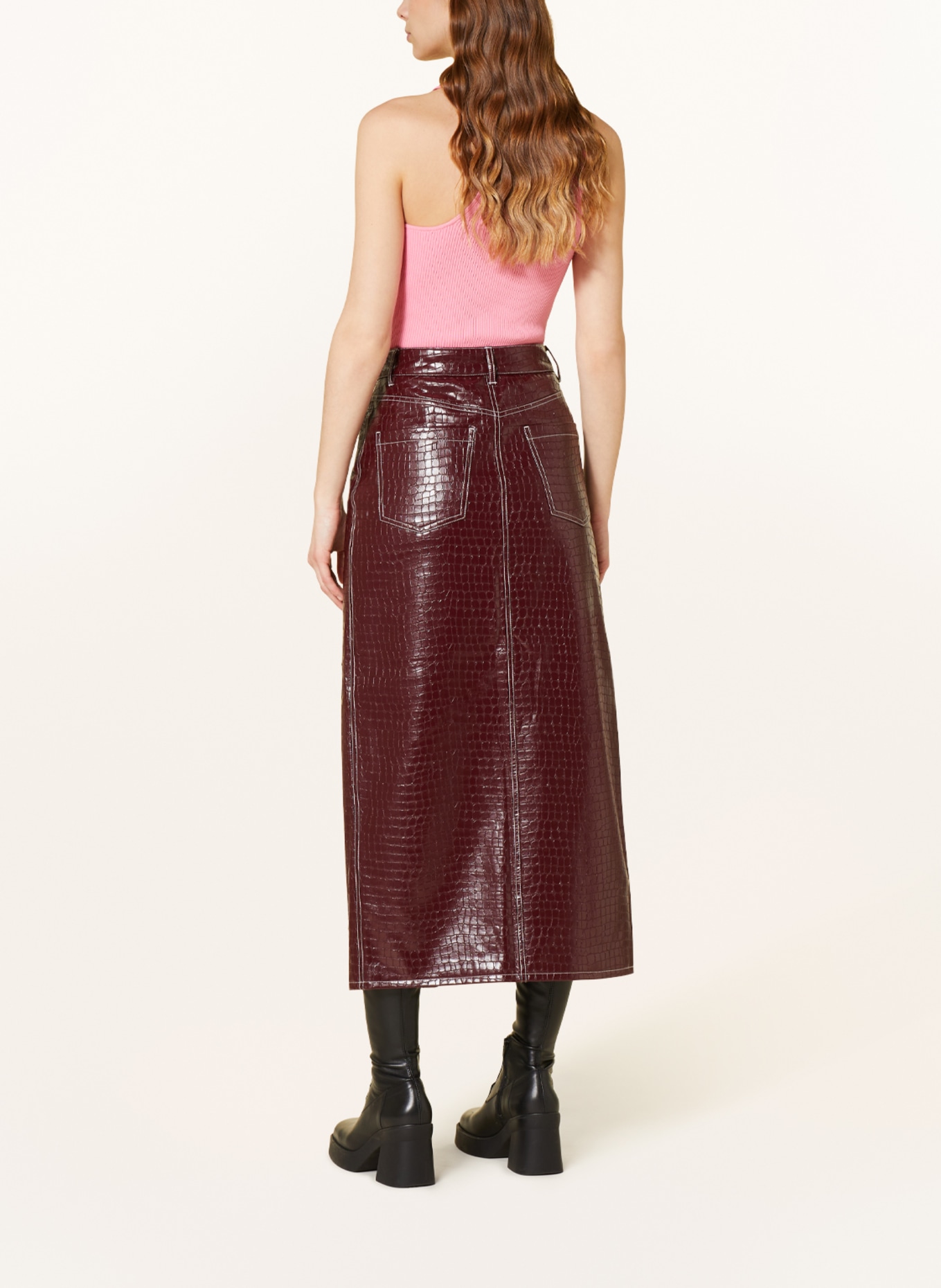 ENVII Skirt ENCRICKET in leather look, Color: DARK RED (Image 3)