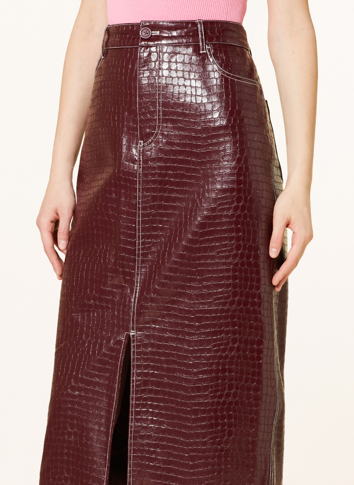 ENVII Skirt ENCRICKET in leather look, Color: DARK RED (Image 4)