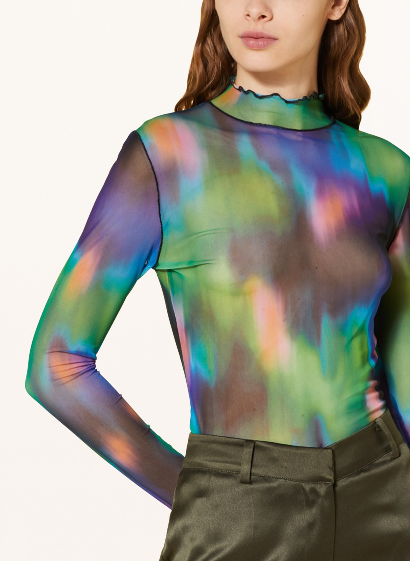 ENVII Long sleeve shirt ENSOFIE in mesh, Color: LIGHT GREEN/ BLUE/ BLACK (Image 4)