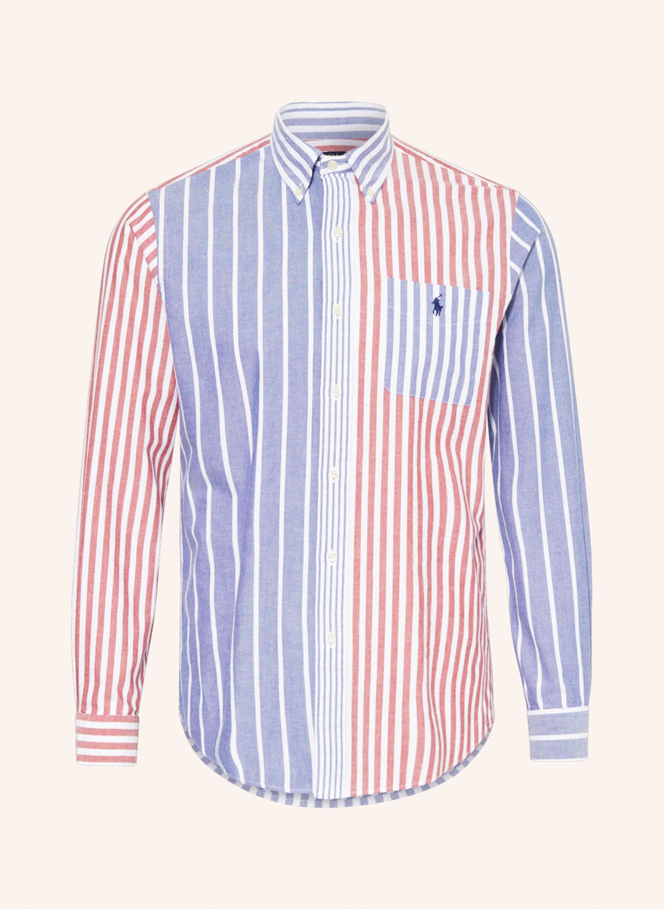 POLO RALPH LAUREN Hemd Custom Fit, Farbe: BLAU/ HELLROT/ WEISS (Bild 1)