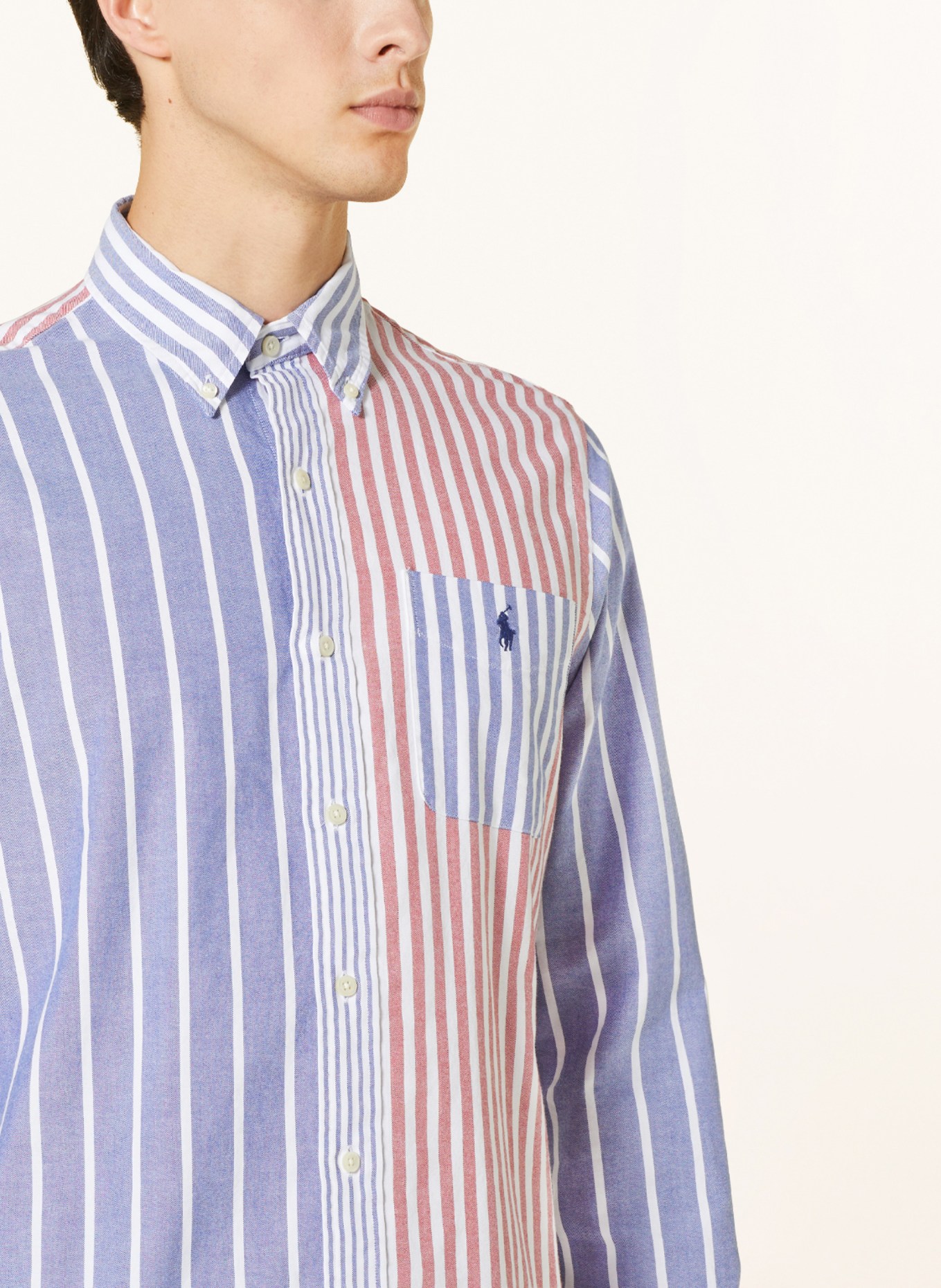 POLO RALPH LAUREN Hemd Custom Fit, Farbe: BLAU/ HELLROT/ WEISS (Bild 4)