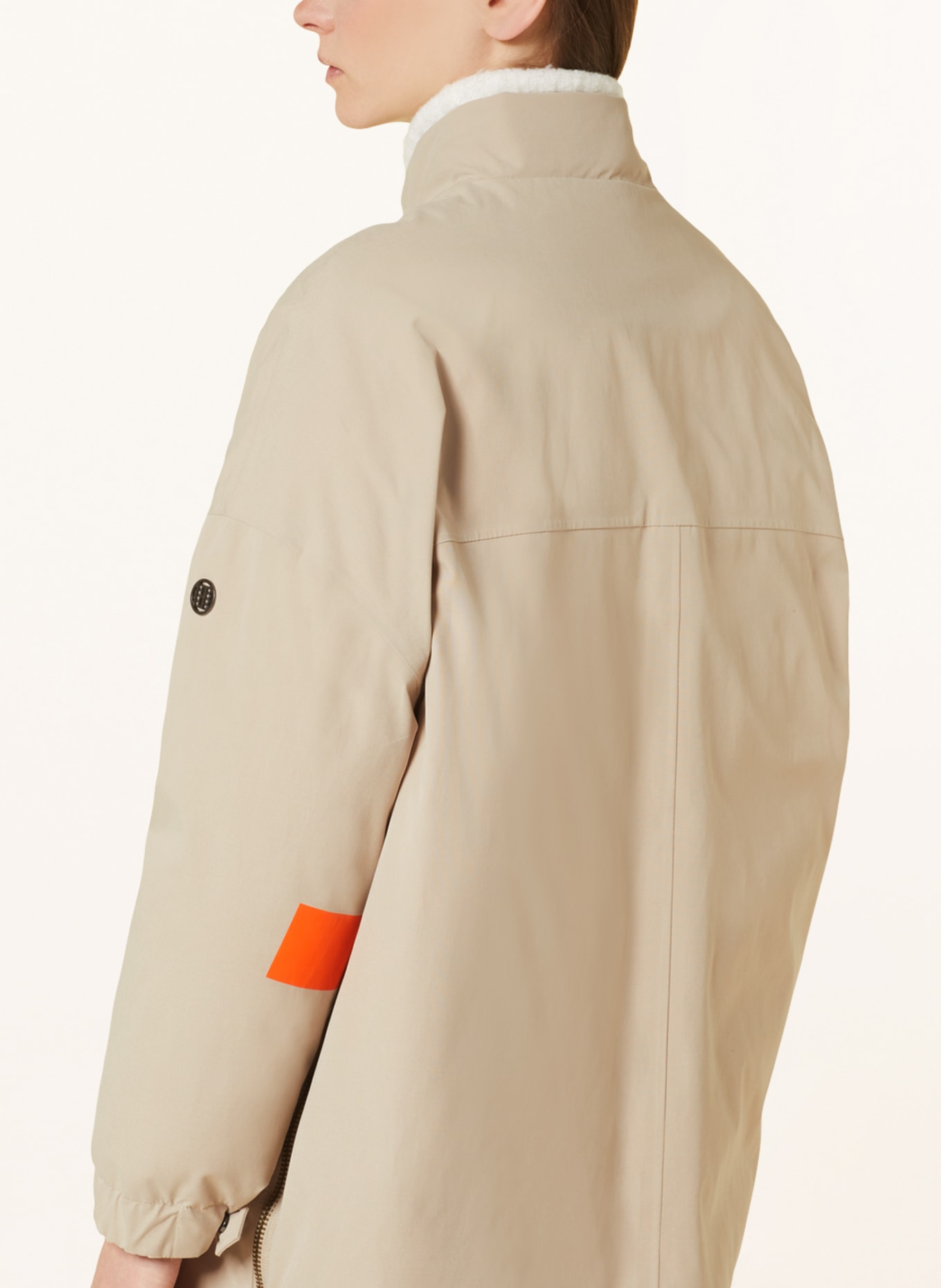 BLONDE No.8 Oversized parka WESLEY with detachable hood, Color: BEIGE/ NEON ORANGE (Image 6)