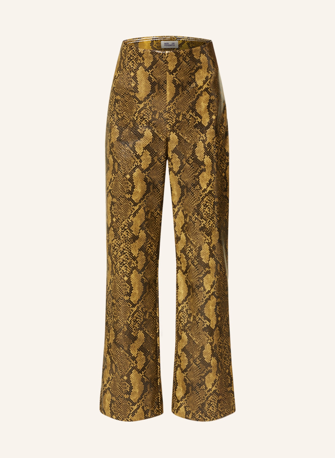 BAUM UND PFERDGARTEN 7/8 trousers NORMA in leather look, Color: DARK YELLOW/ BLACK (Image 1)