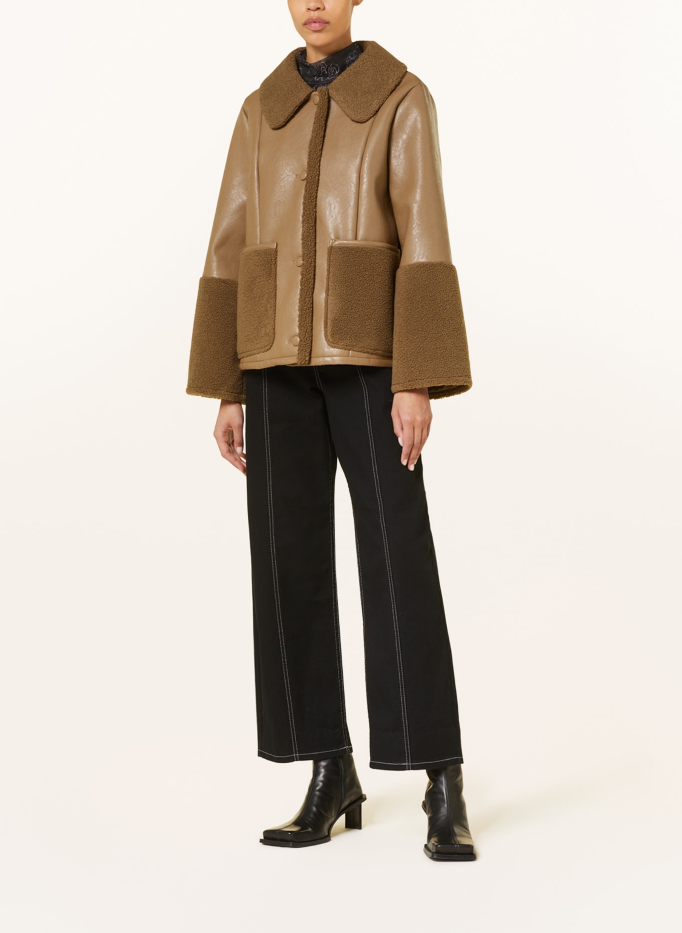BAUM UND PFERDGARTEN Jacket BRIONA leather look with faux fur, Color: CAMEL (Image 2)