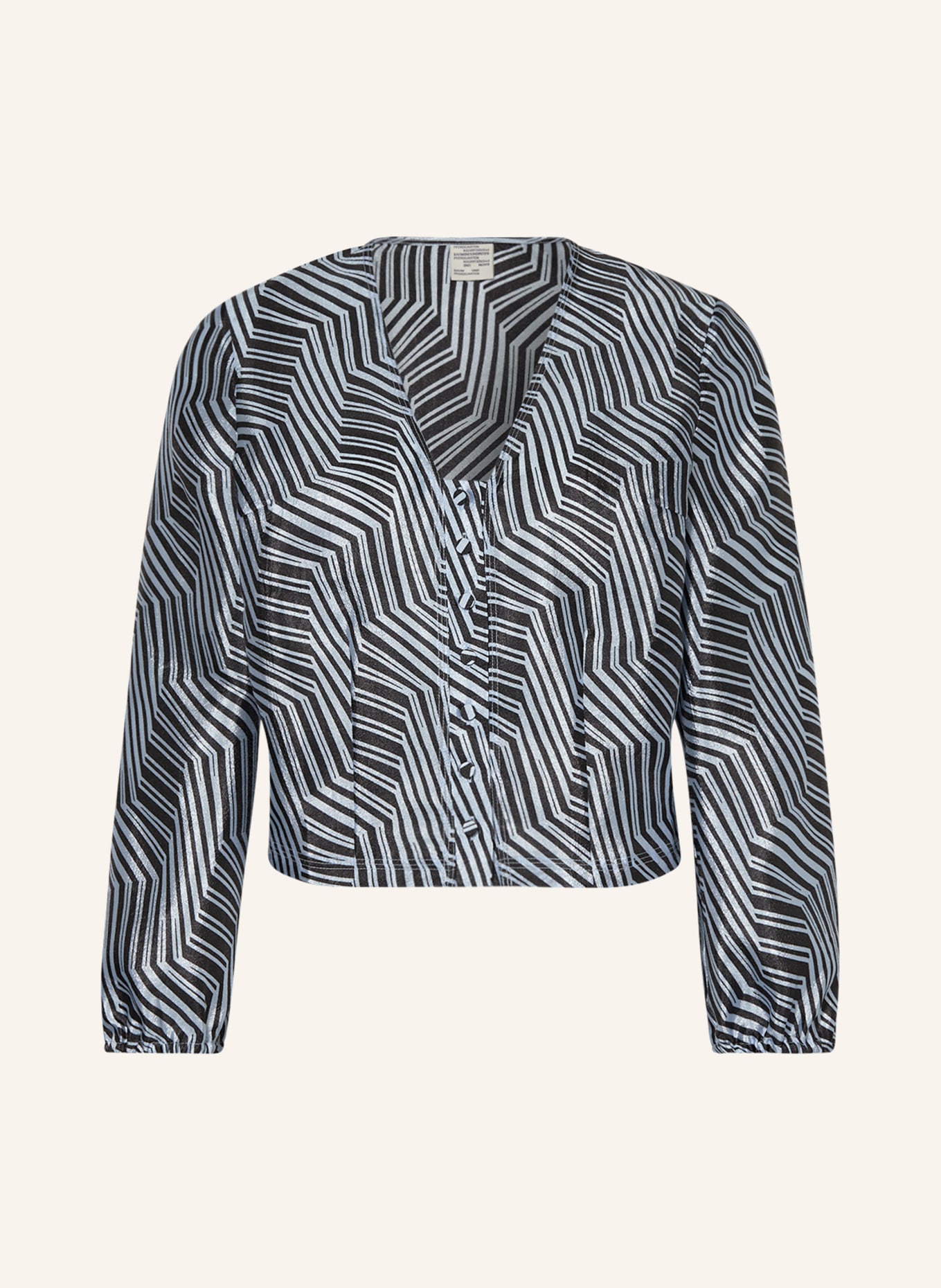 BAUM UND PFERDGARTEN Cropped blouse MIRIANA, Color: BLUE/ BLACK (Image 1)
