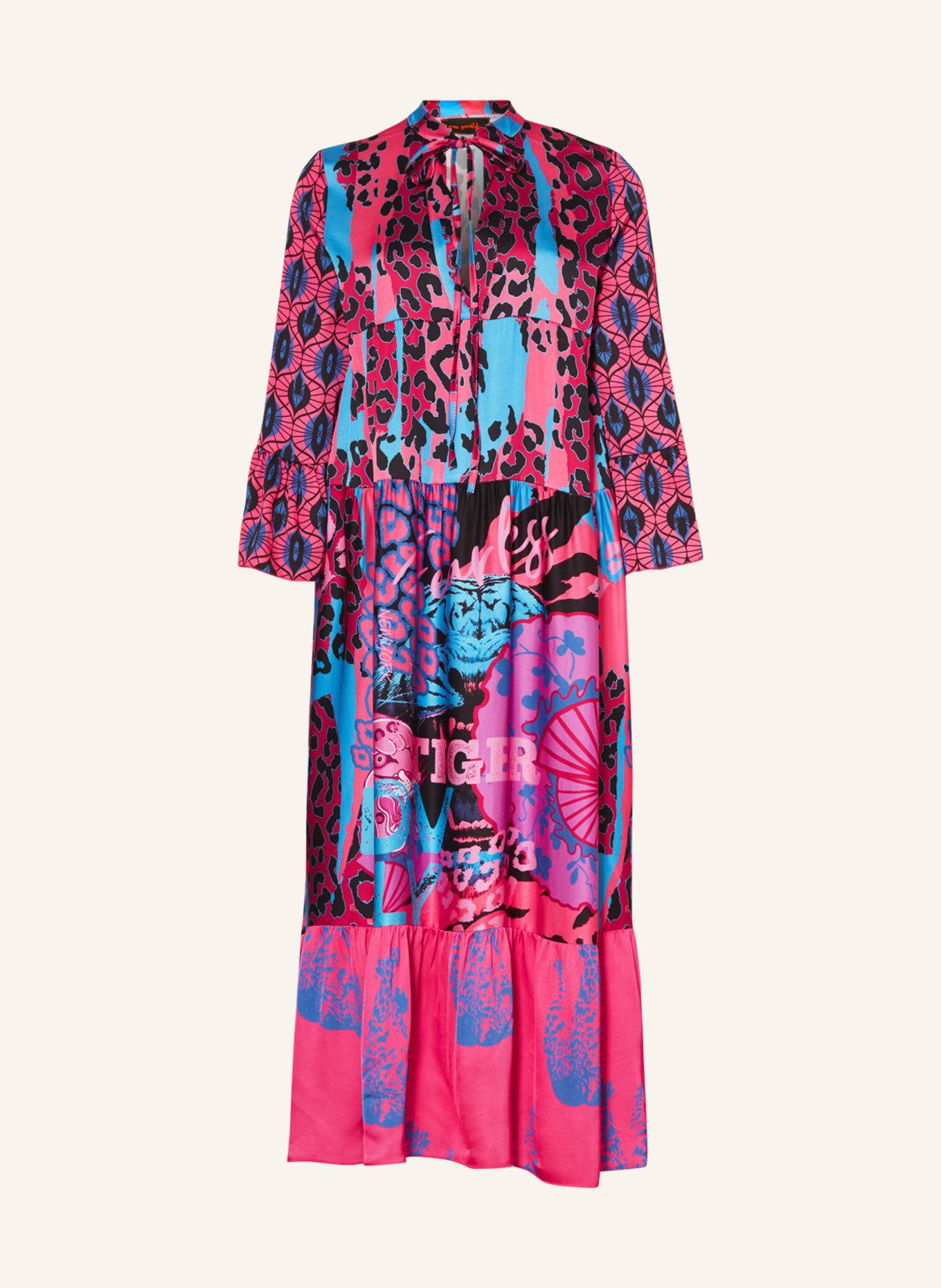 miss goodlife Satin dress, Color: PINK/ BLUE/ BLACK (Image 1)
