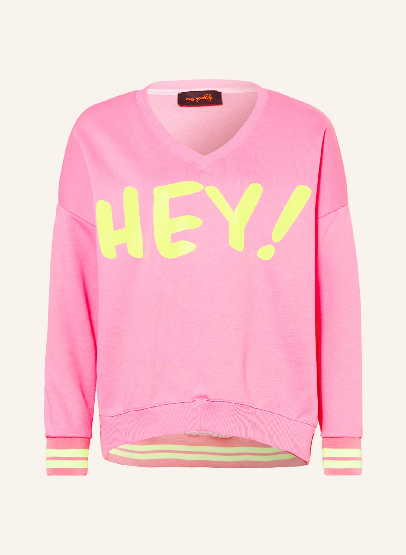 miss goodlife Sweatshirt HEY!, Color: PINK/ YELLOW (Image 1)