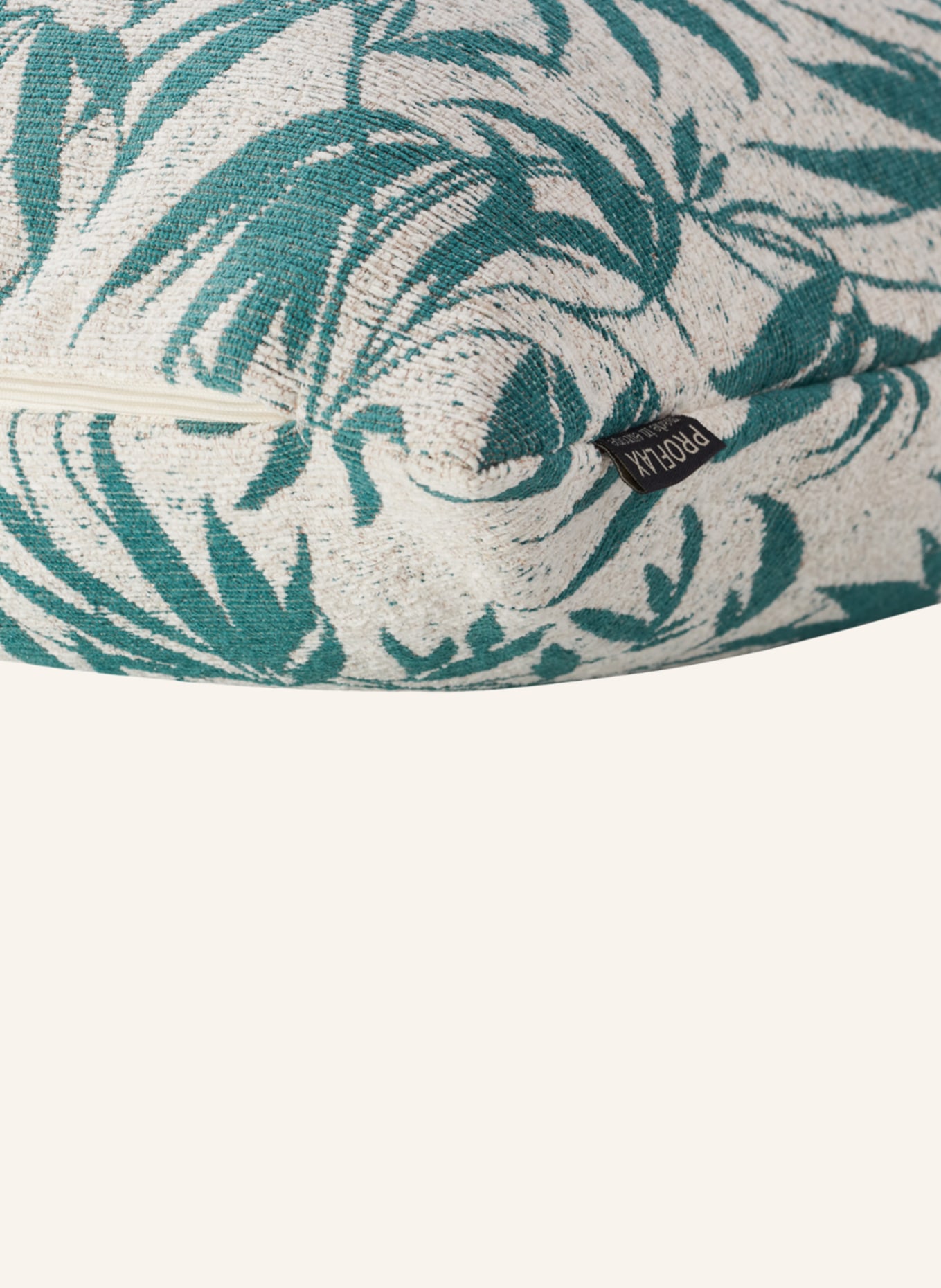 PROFLAX Dekoracyjna poszewka na poduszkę BAMBOO, Kolor: KREMOWY/ PETROL (Obrazek 2)