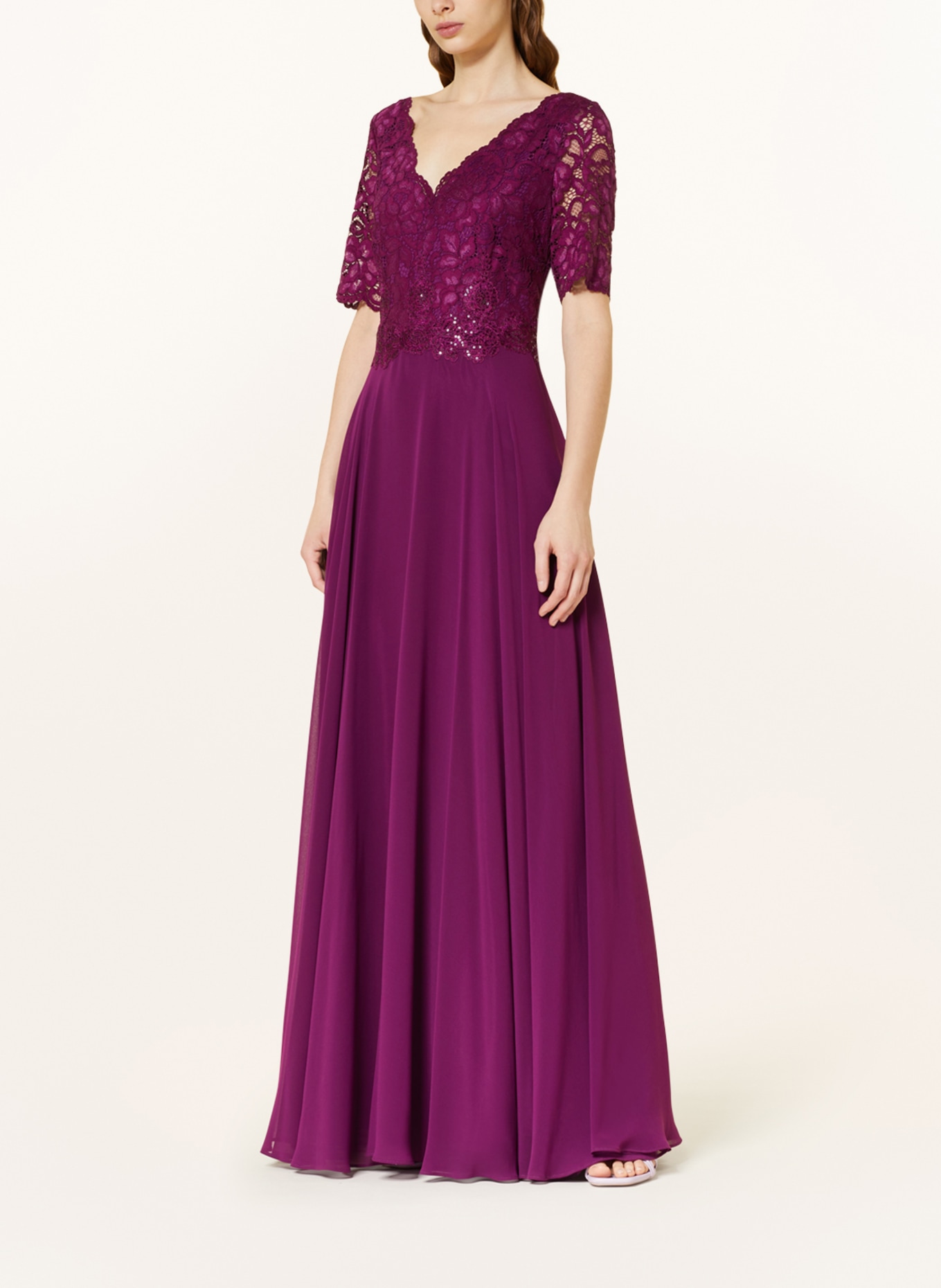 Vera Mont Evening dress with 3/4 sleeve and lace, Color: FUCHSIA (Image 2)