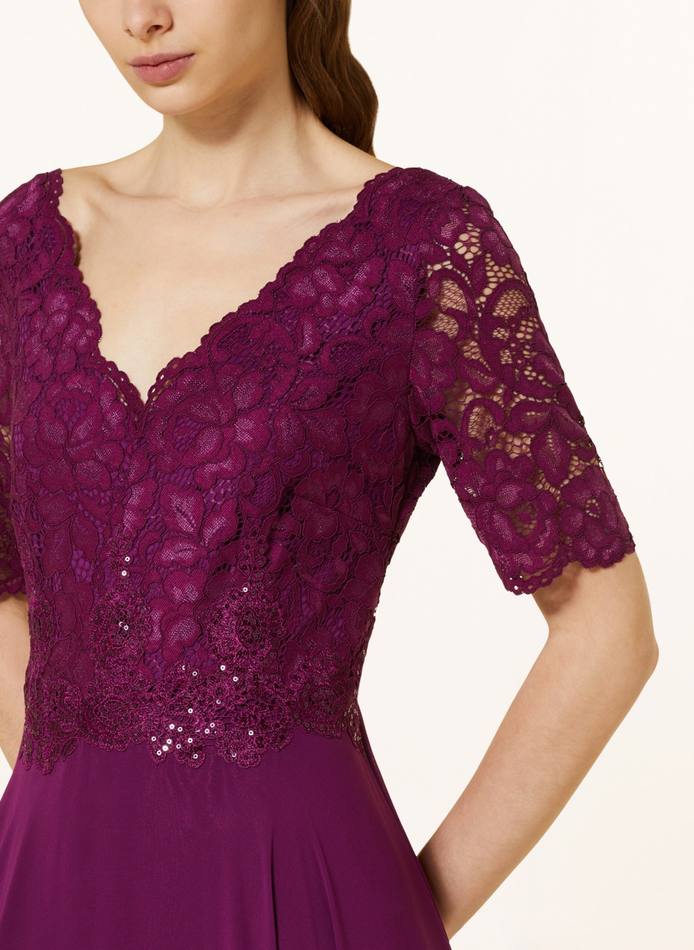 Vera Mont Evening dress with 3/4 sleeve and lace, Color: FUCHSIA (Image 4)