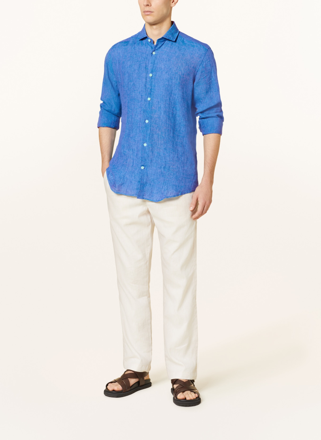 FRESCOBOL CARIOCA Linen shirt ANTONIO regular fit, Color: BLUE (Image 2)