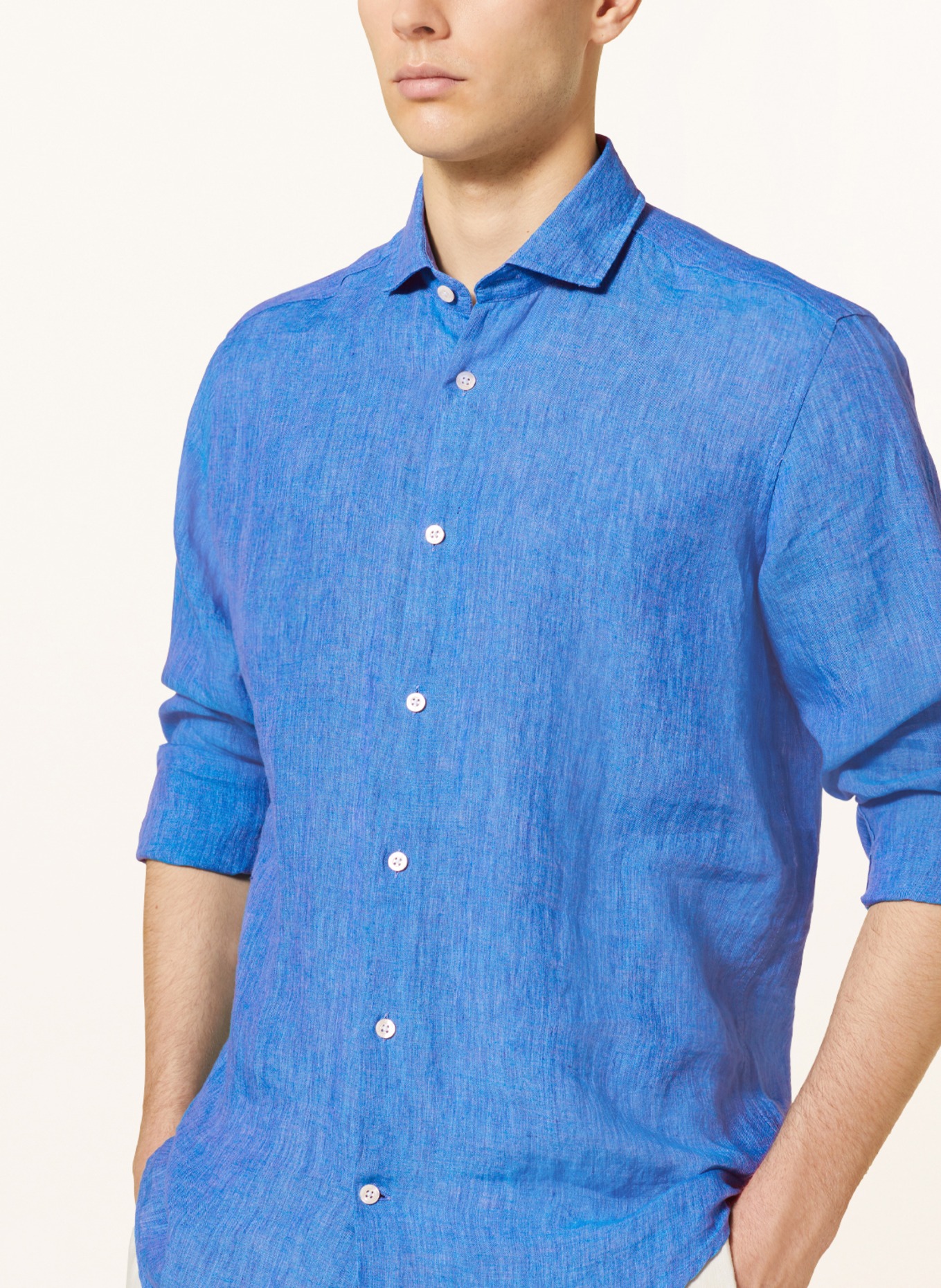 FRESCOBOL CARIOCA Koszula z lnu ANTONIO regular fit, Kolor: NIEBIESKI (Obrazek 4)