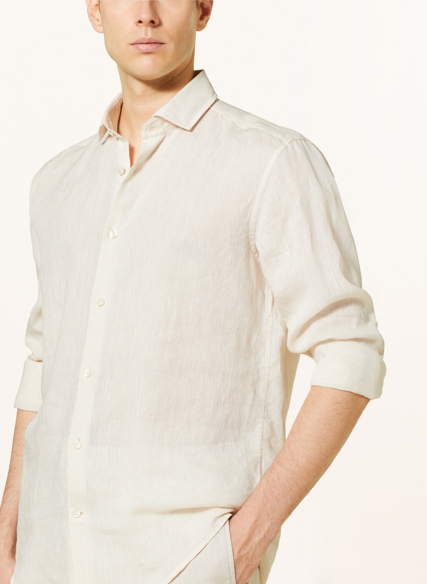 FRESCOBOL CARIOCA Linen shirt ANTONIO regular fit, Color: ECRU (Image 4)