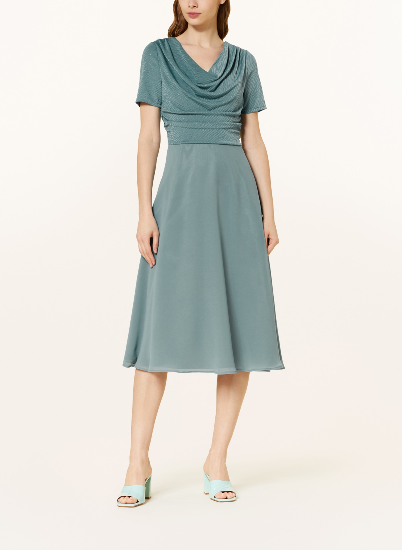 Vera Mont Cocktail dress with glitter thread, Color: TEAL (Image 2)