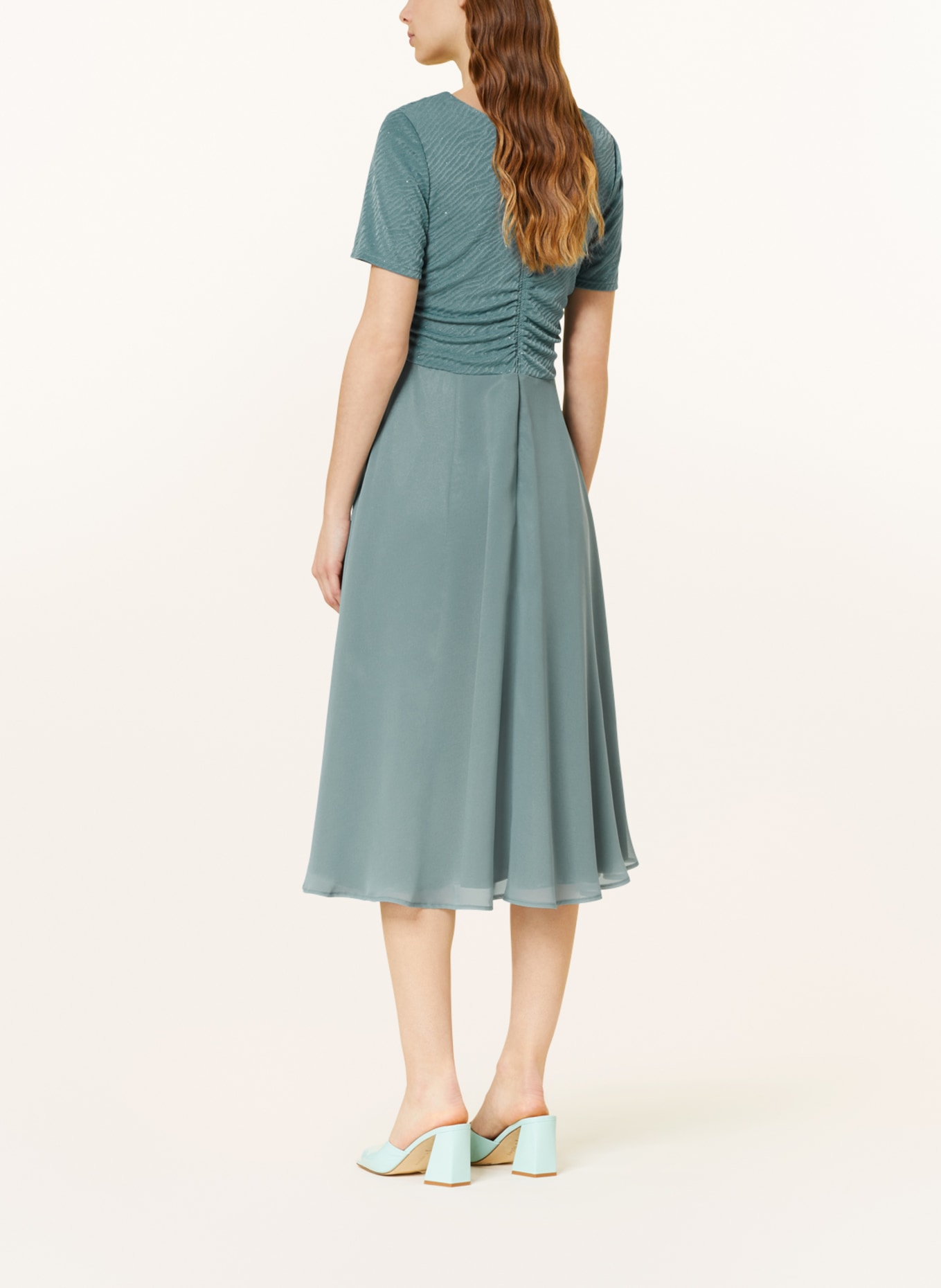 Vera Mont Cocktail dress with glitter thread, Color: TEAL (Image 3)