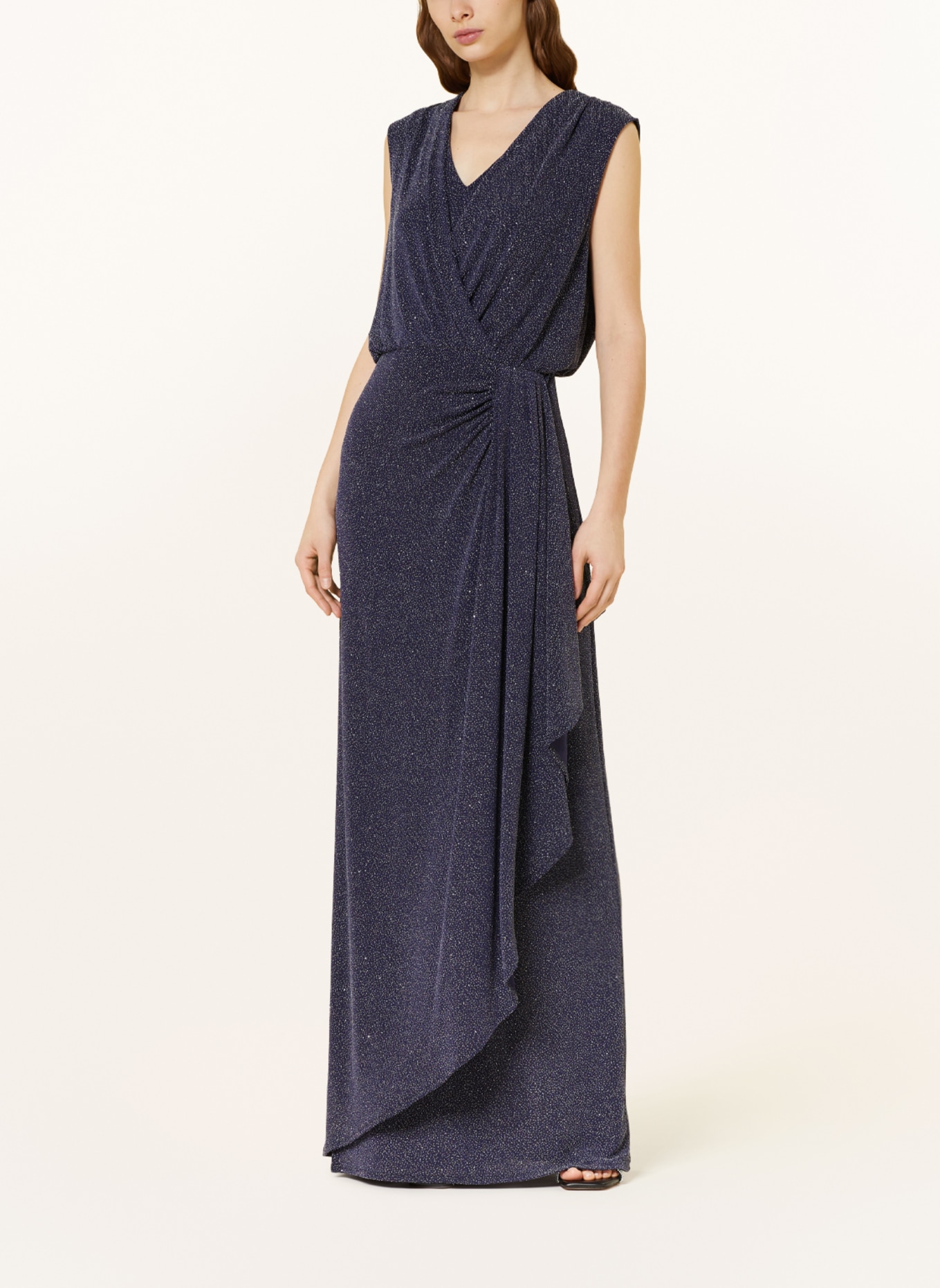 Vera Mont Evening dress with glitter thread, Color: DARK BLUE/ WHITE GOLD (Image 2)